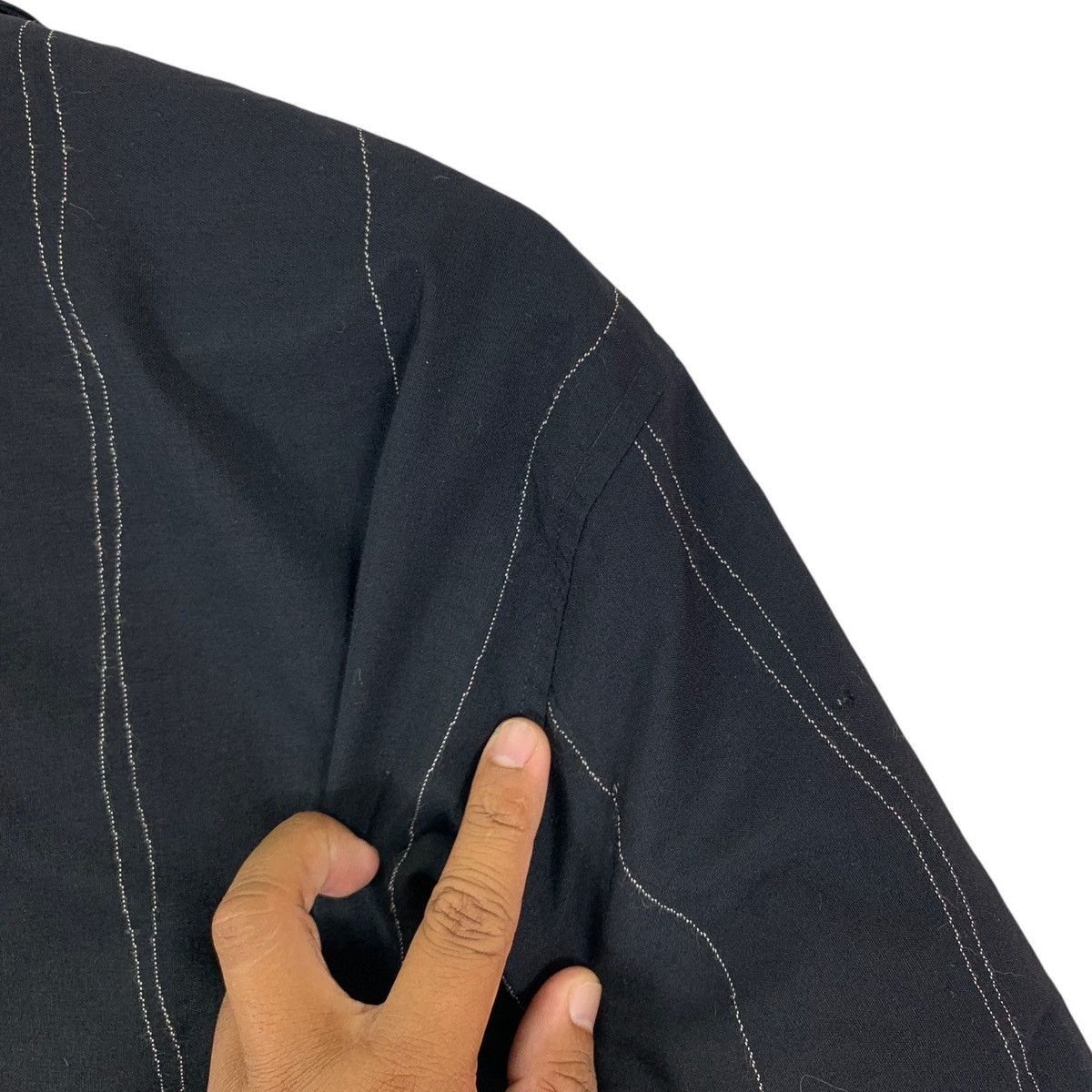 VINTAGE WORKSHOP YOHJI YAMAMOTO STRIPE BLACK ZIPPER JACKET
