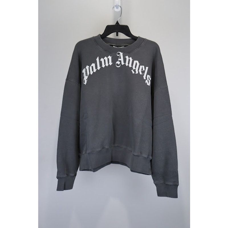 Palm Angels o1rshd1 Q:2 / GD Curved Logo Crew Crewneck in Black/White Size US L / EU 52-54 / 3 - 1 Thumbnail