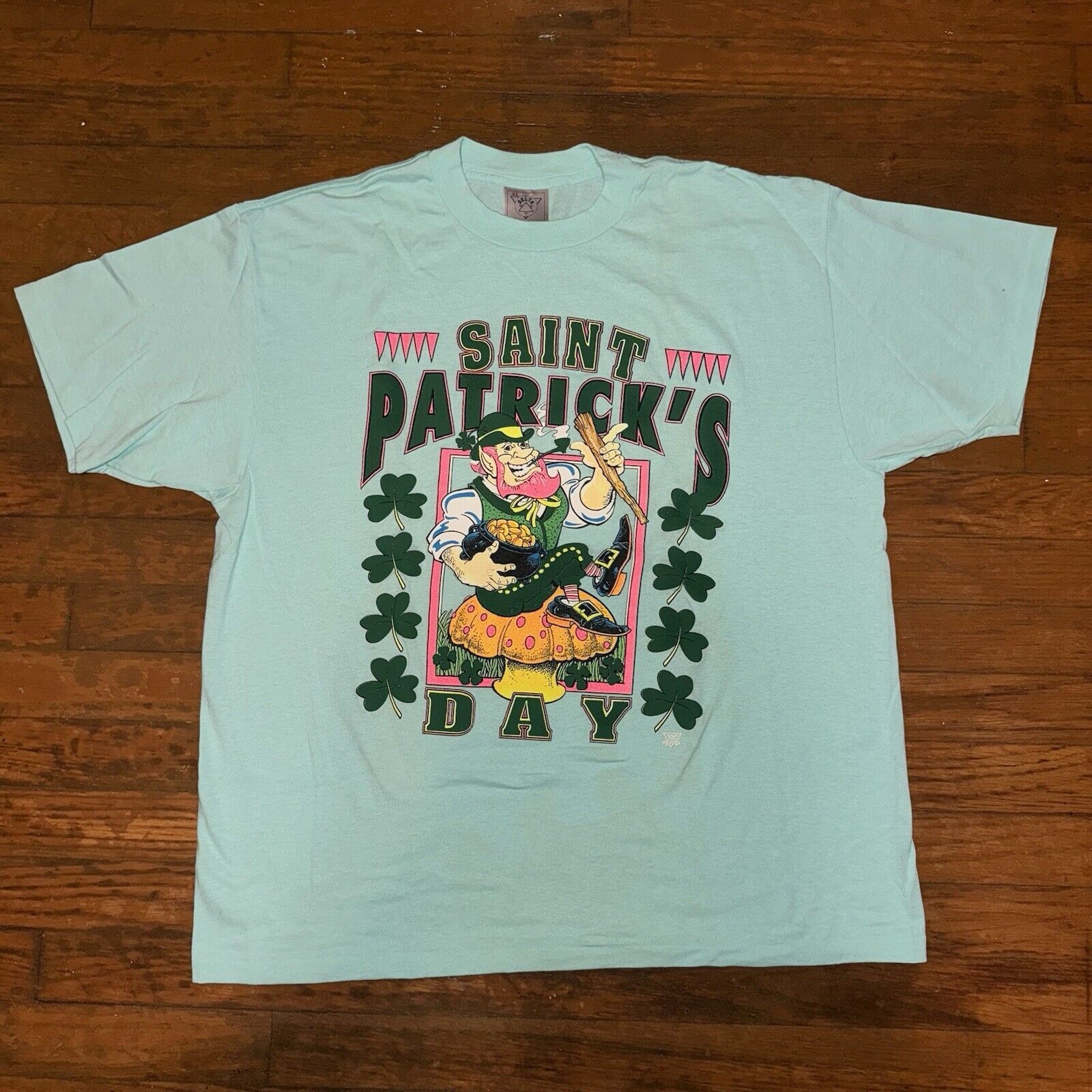 Delta Vintage Single Stitch T Shirt Leprechaun Smoking Pipe Size US XL / EU 56 / 4 - 1 Thumbnail
