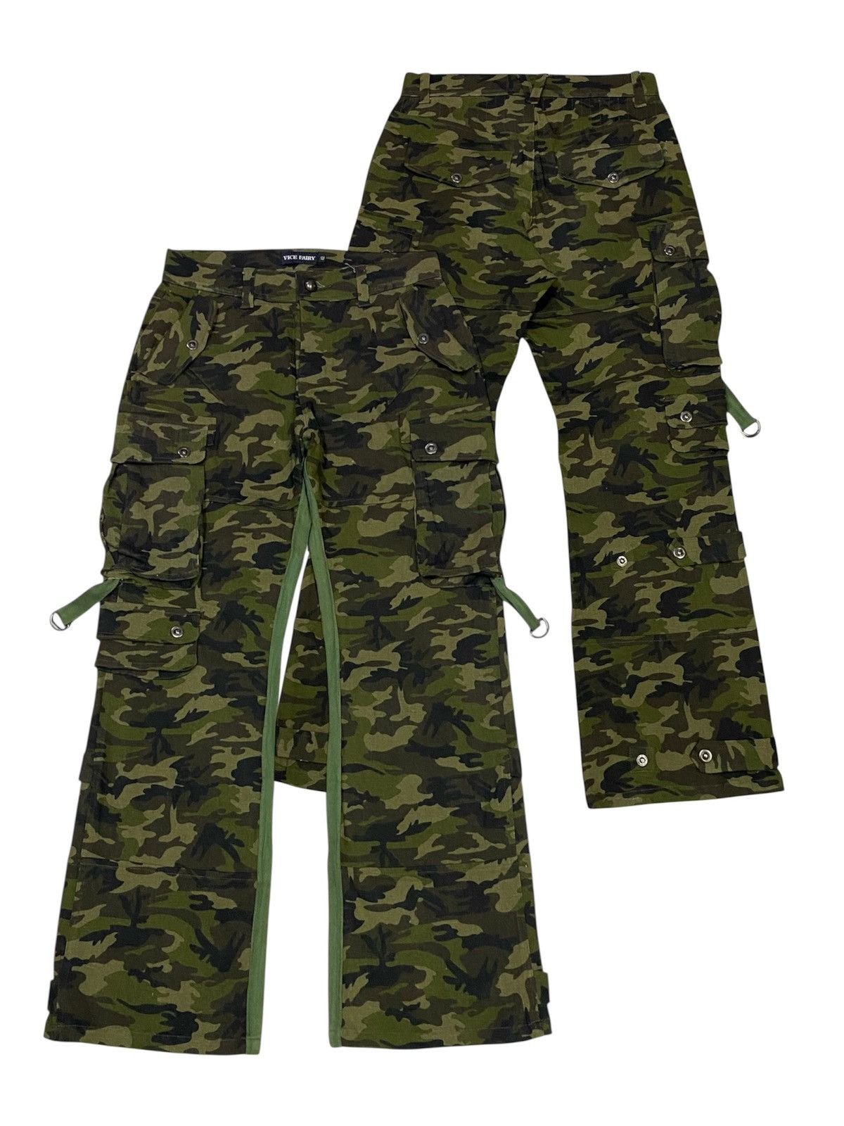 Japanese Brand Vice Fairy Multipocket Stretch Wide Leg Camo Cargo Pants Size US 30 / EU 46 - 1 Thumbnail