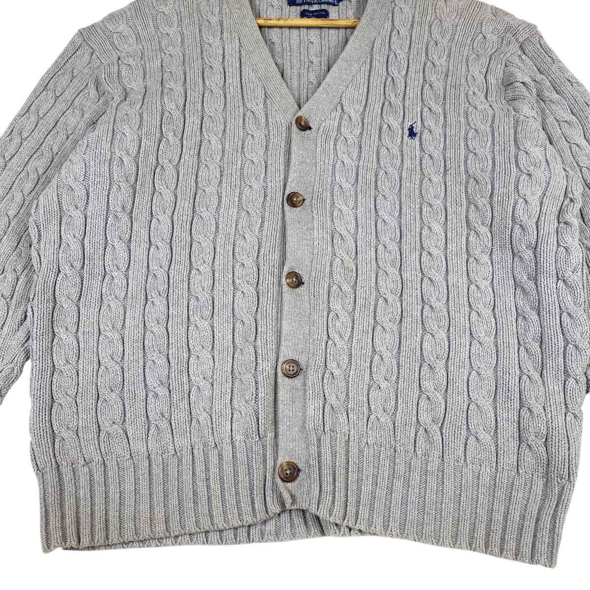 Polo Ralph Lauren × Vintage 💥 VTG POLO RALPH LAUREN CABLE KNIT CARDIGAN SWEATER Size US XL / EU 56 / 4 - 6 Thumbnail