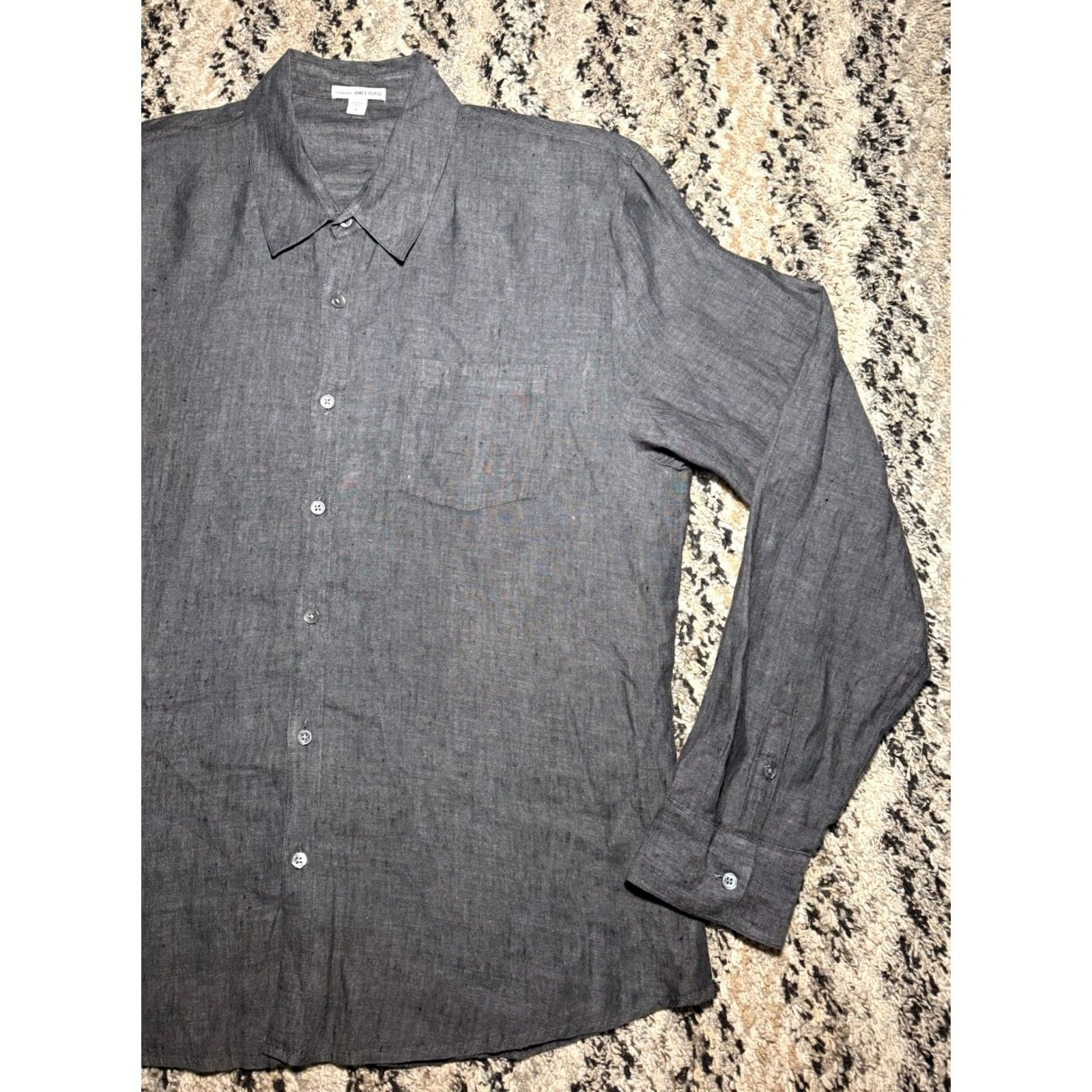 James Perse James Perse Men’s Button Shirt Size L 100% Linen Long Sleeve Gray India Dyed Button-Front Shirts Mens Size US L / EU 52-54 / 3 - 2 Thumbnail