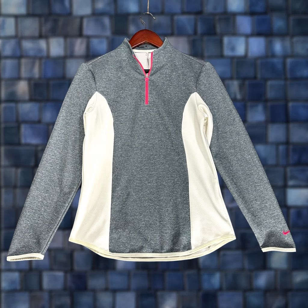 Nike Nike Golf Tour Performance 1/4 Zip Dri Fit Top Womens Small Gray White Pink Size S / US 4 / IT 40 - 1 Thumbnail