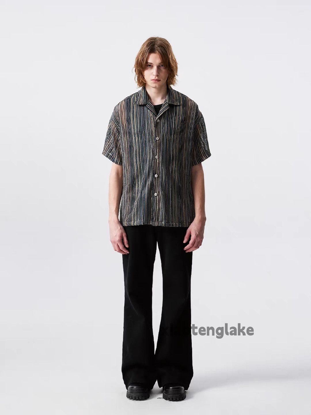 Designer × Japanese Brand × Vintage Unisex utility punk yuppie grunge striped pattern shirt Size US L / EU 52-54 / 3 - 1 Thumbnail