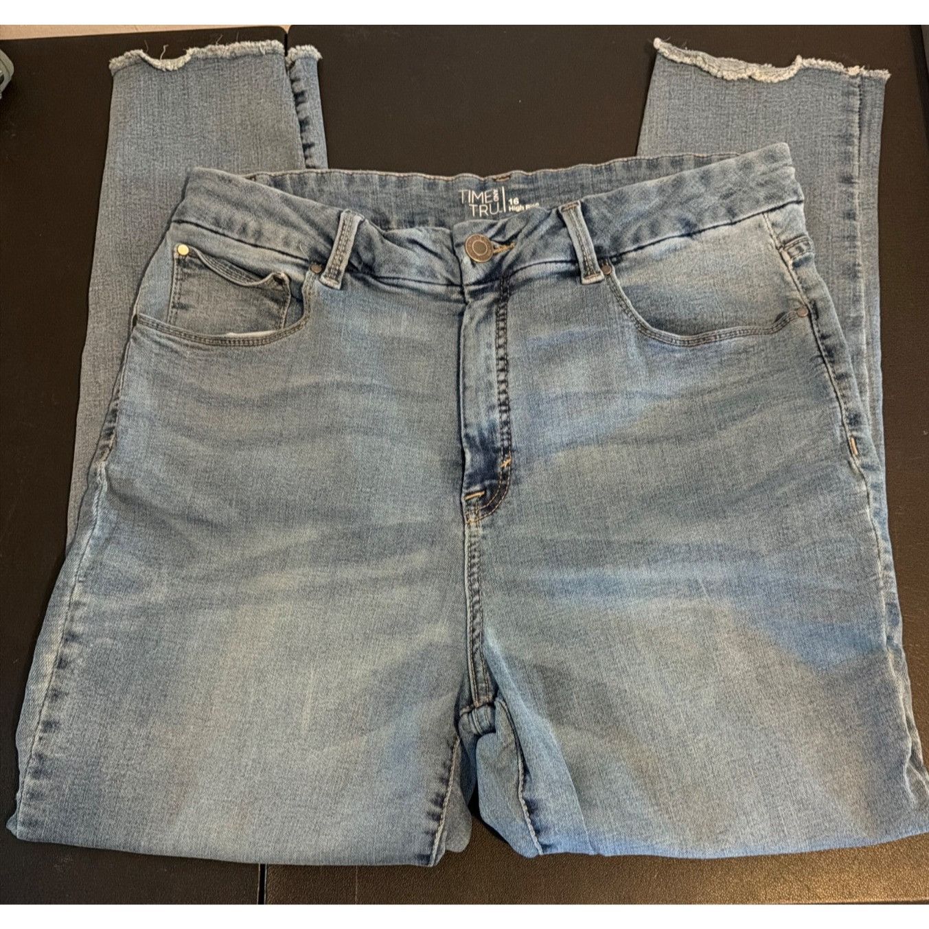 Other Time Tru High Rise Denim Jeans Light Wash Raw Hem 5 Pocket S Size 38" / US 16 / IT 52 - 1 Thumbnail