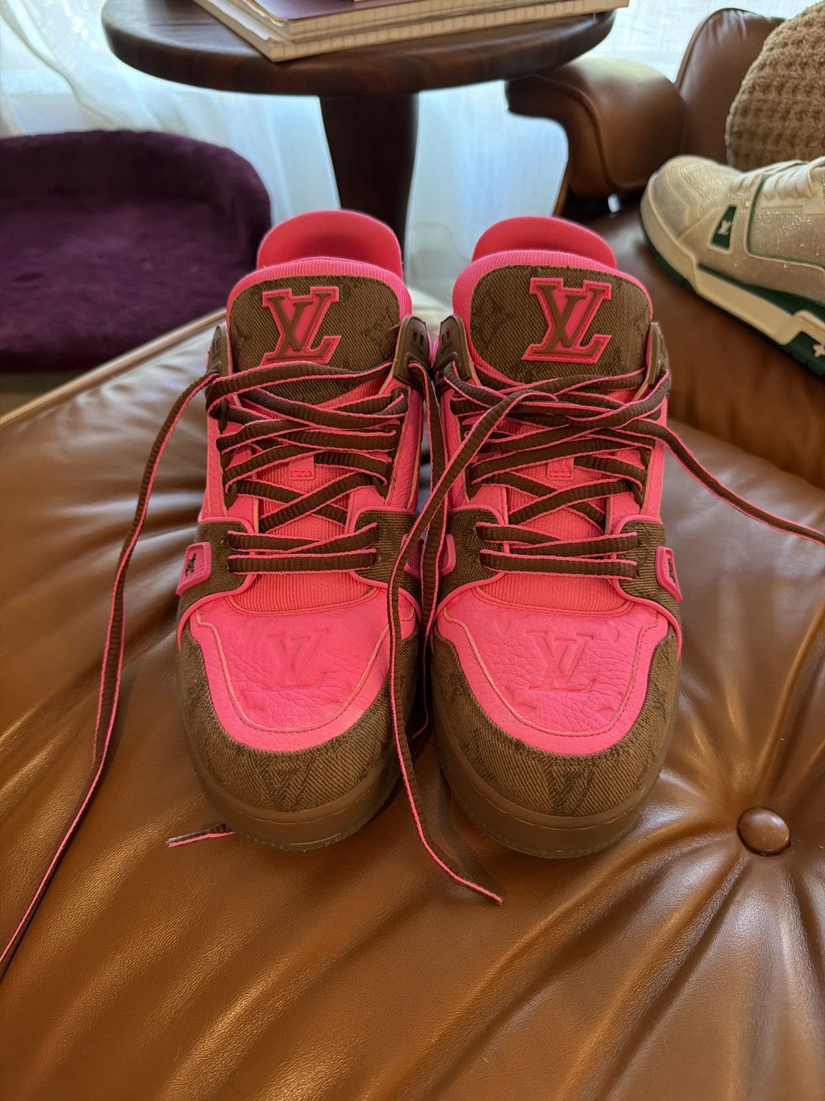Louis Vuitton Louis Vuitton X Virgil Abloh - LV Trainer - Pink / Brown Size US 9.5 / EU 42-43 - 7 Thumbnail