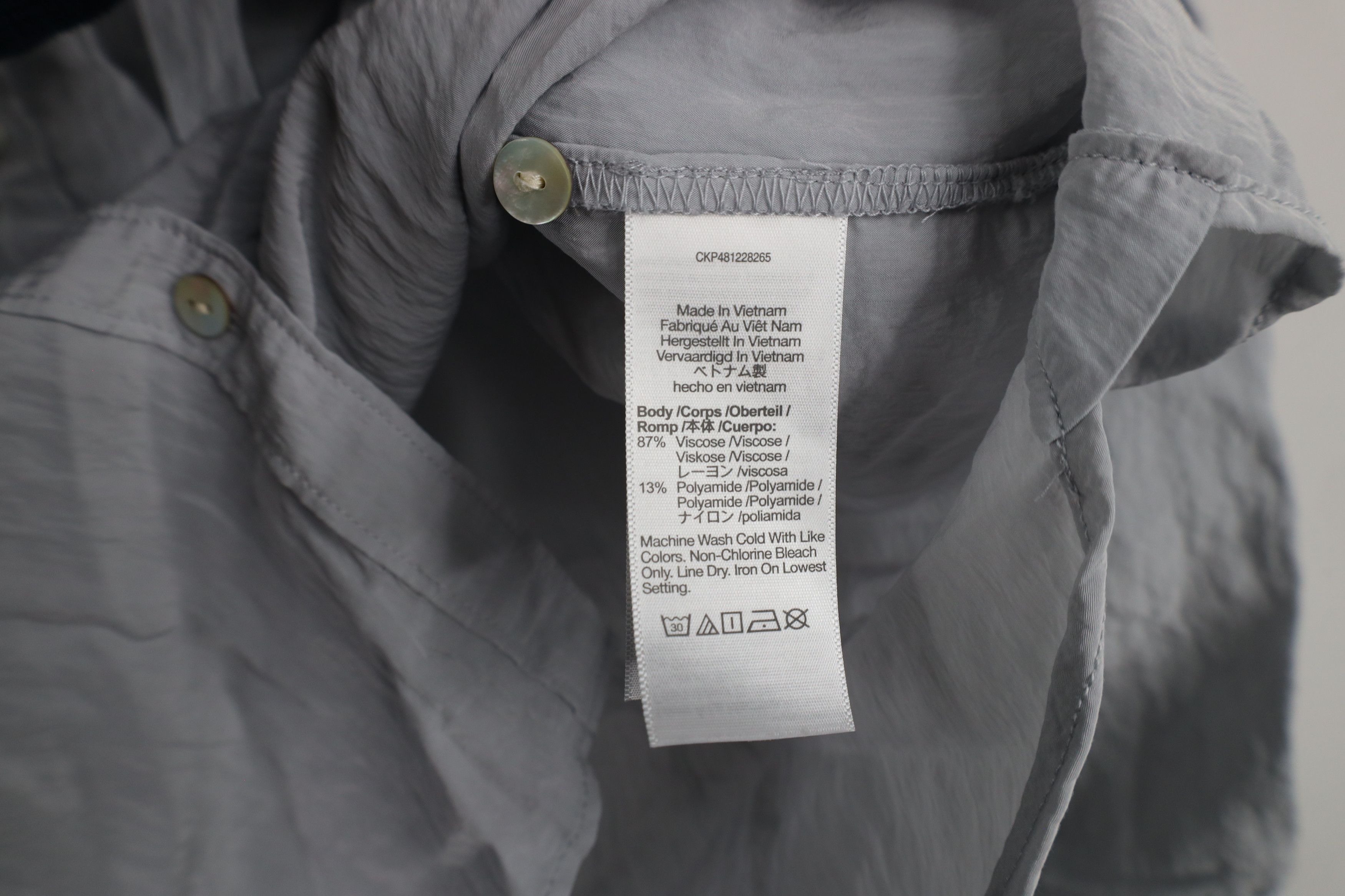 Madewell × Vintage Madewell Crinkled Long Sleeve Collared Button Up Shirt Gray Size XL / US 12-14 / IT 48-50 - 8 Thumbnail