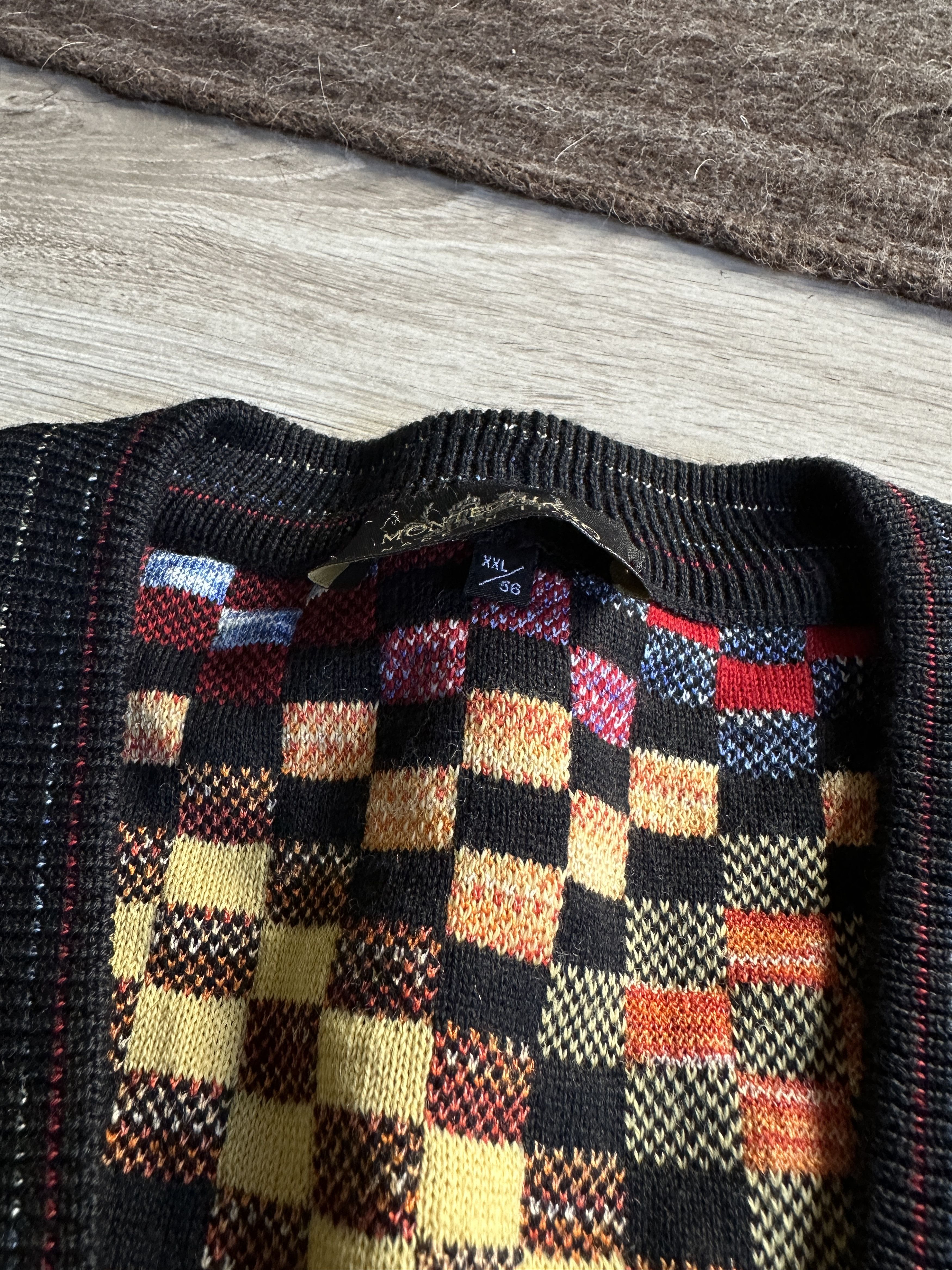 Vintage Montechiaro Knitted Wool Acrylic Cardigan Sweater 7874AC Size US XXL / EU 58 / 5 - 5 Thumbnail