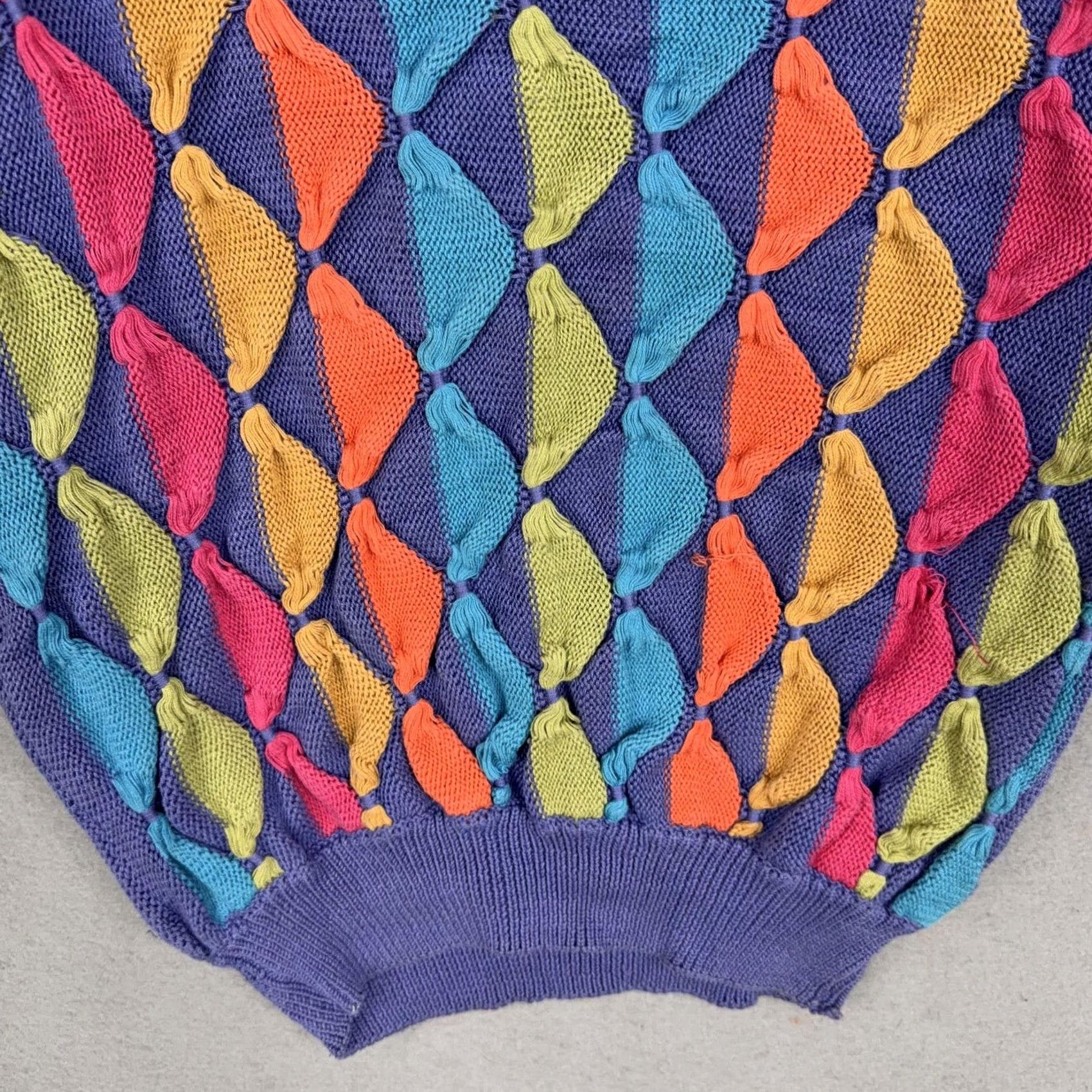 Vintage VINTAGE Gil Aimbez Static Sweater Womens S Purple Neon 3D Knit 80s Style Pullover Dolman Womens Size S / US 4 / IT 40 - 3 Thumbnail