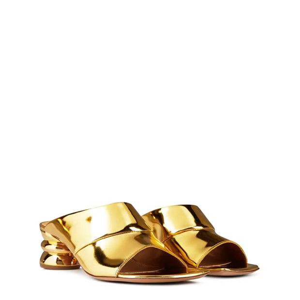 Dries Van Noten o1g2r1mq1024 Mules in Gold Size US 8 / IT 38 - 3 Thumbnail