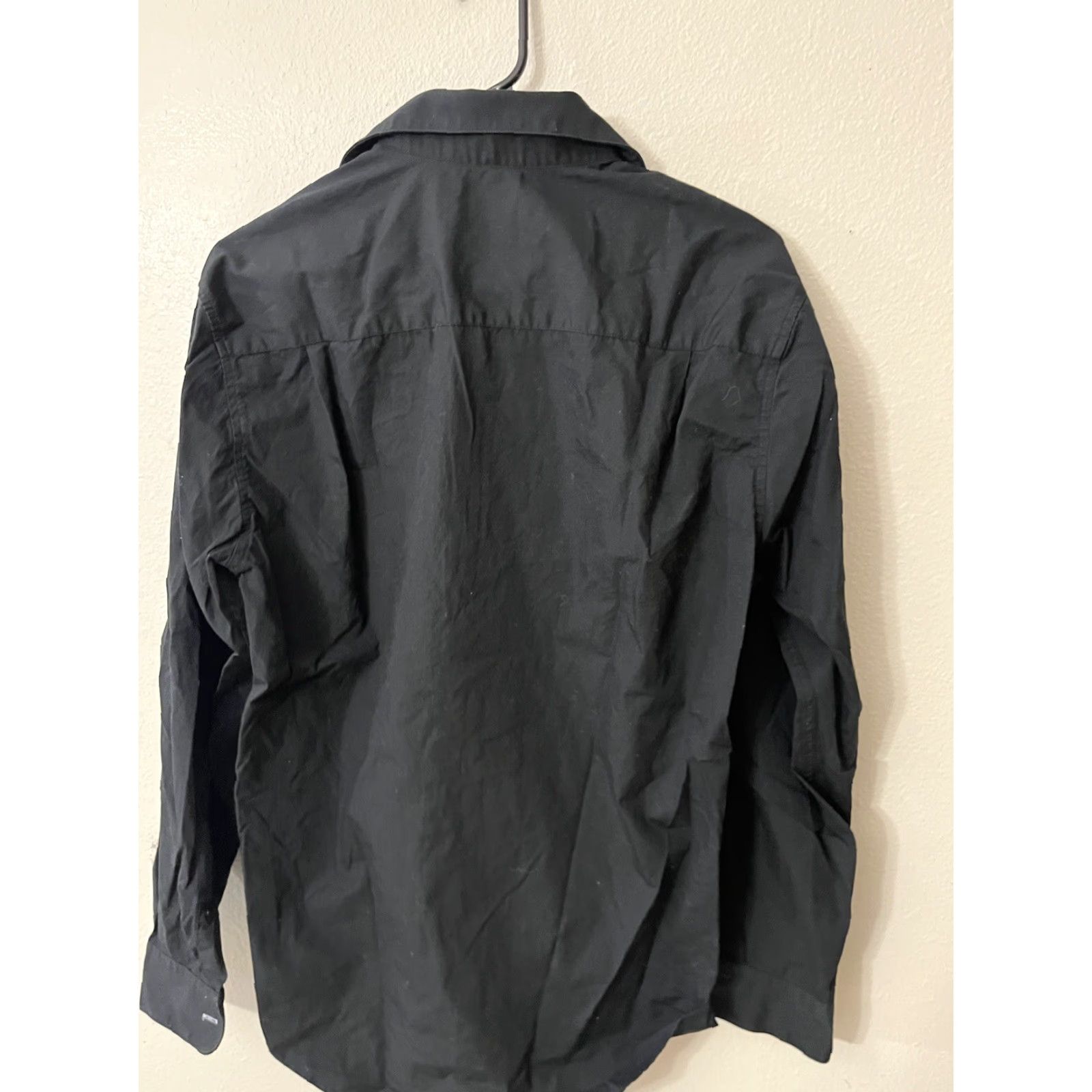 Perry Ellis PERRY ELLIS Solid Black Long Sleeve Button-Up Shirt Men Size 15-34/35 Size US M / EU 48-50 / 2 - 2 Thumbnail