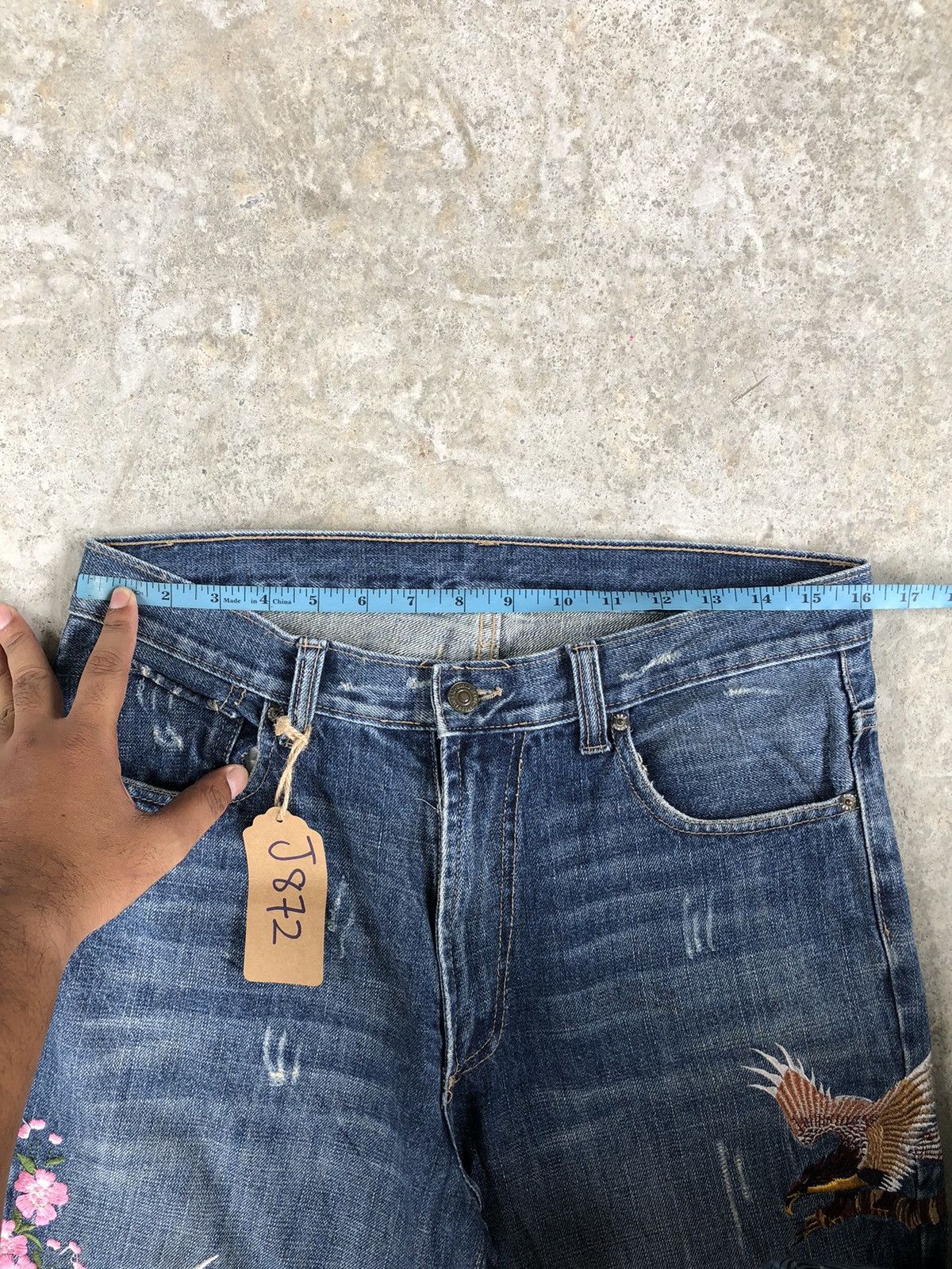 Japanese Brand Japanese Quadro Embroidered Jeans Mini Flare Distressed Size US 32 / EU 48 - 23 Thumbnail