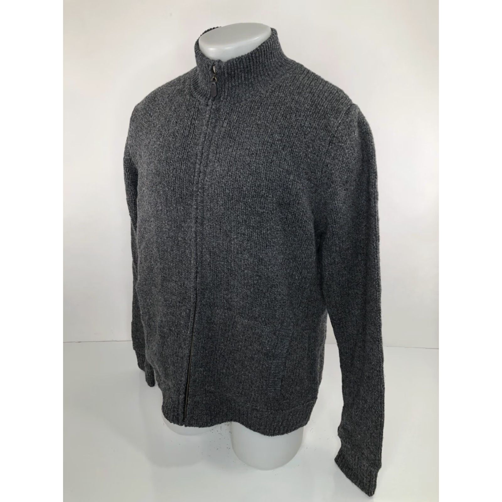 Vintage L.L. Bean LAMBSWOOL Mens Md. Pockets Lined Knit Full Zip Sweater Jacket Gray M EXC Mens Size US M / EU 48-50 / 2 - 3 Thumbnail