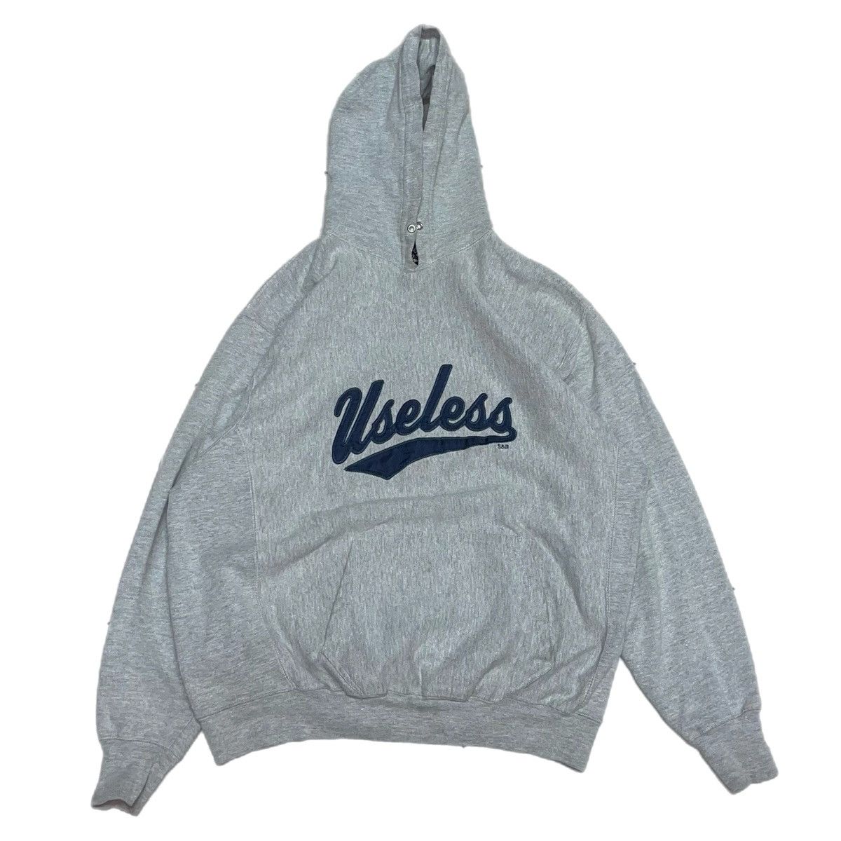 Image of Steve And Barrys x Vintage Pro Weave Reverse Weave “Useless” Hoodie in Heaher Gray, Men's (Size XL)