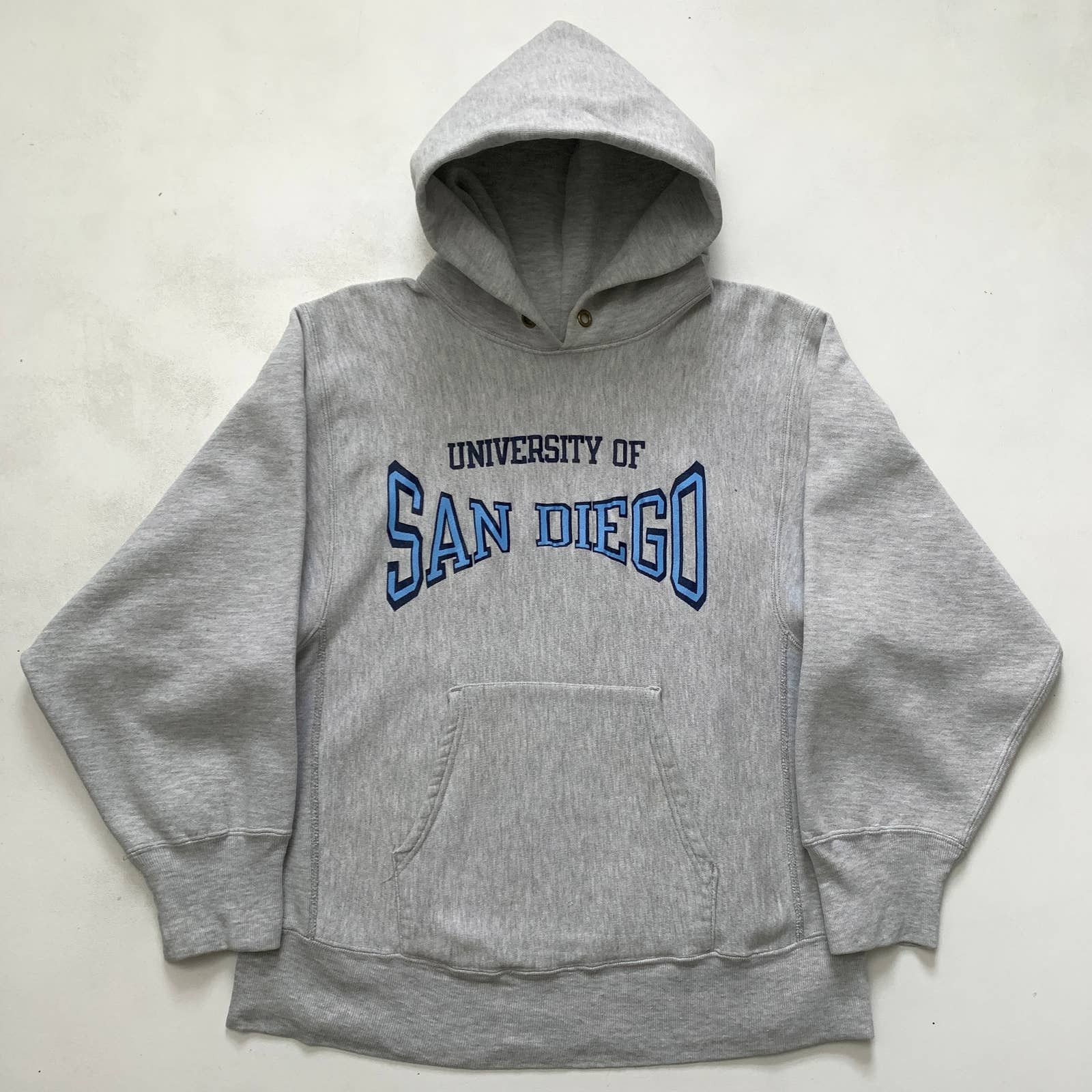 image of 1980S Champion Reverse Weave Double-Face Warmup Hoodie in Grey, Men's (Size Medium)