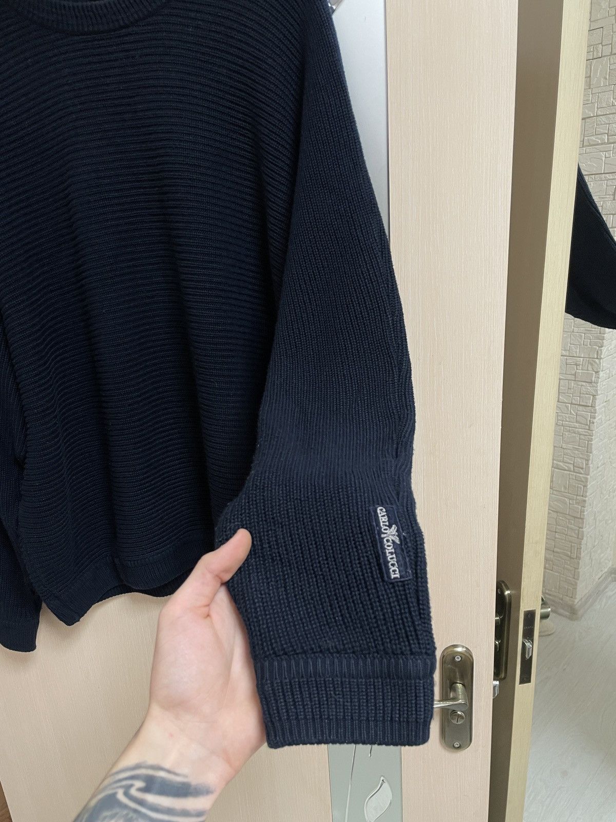 Carlo Colucci Vintage 90s Carlo Colucci Navy Blue Cotton Sweater Size XL Size US XL / EU 56 / 4 - 10 Thumbnail