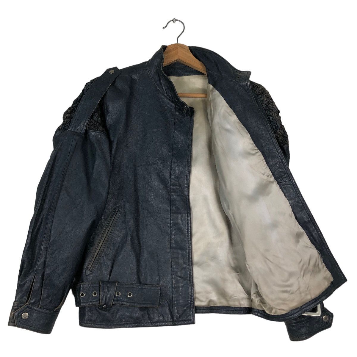 Japanese Brand 🔥Vintage Biker Leather Jacket Double Collar Issey Miyake Size US M / EU 48-50 / 2 - 11 Thumbnail