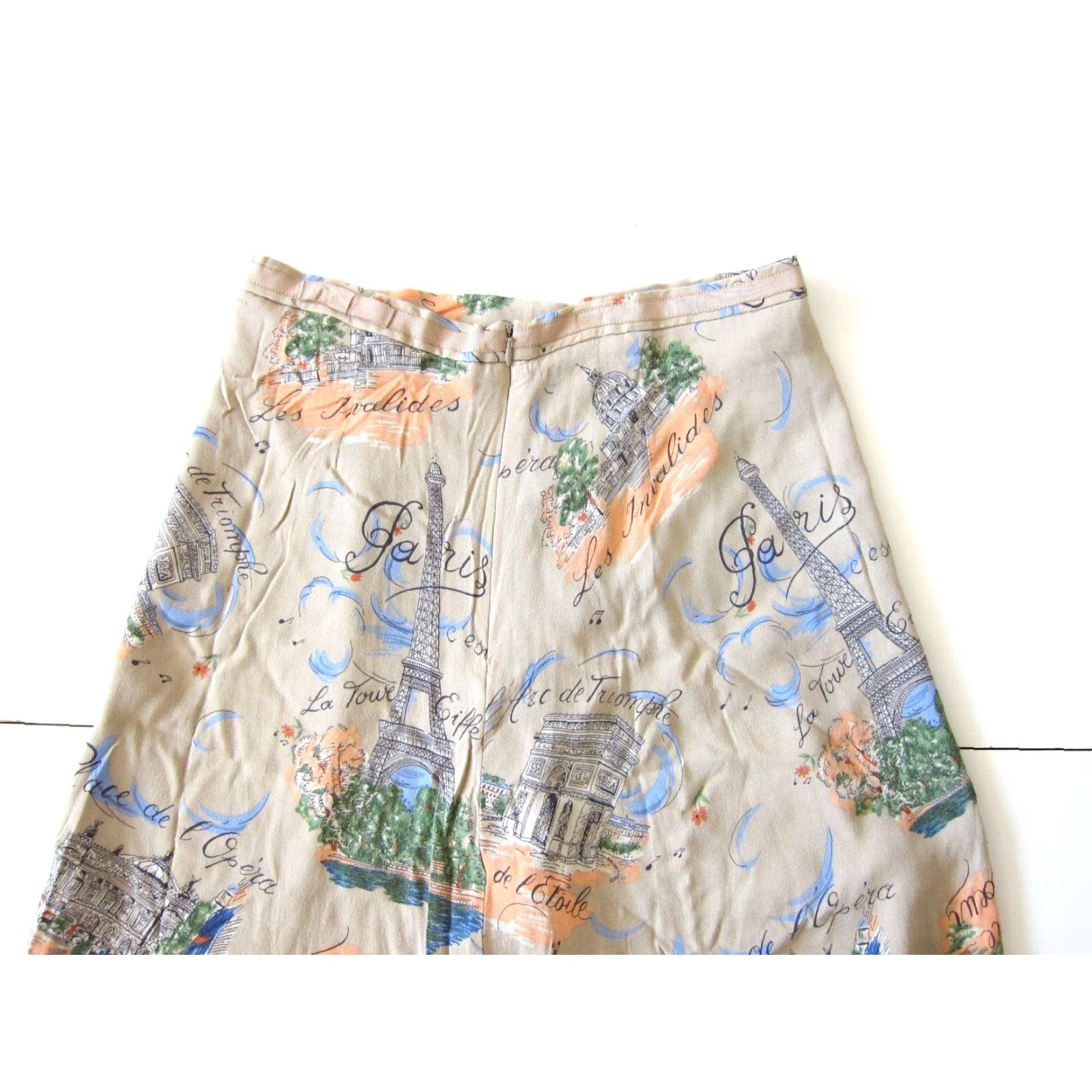 Liz Claiborne Vtg Liz Claiborne Skirt Paris Arc De Triomphe Brown Pink Blue Midi A-Line 10 Womens Zip Measurements 29" Waist 29" Waist to Hem Vintage Size 32" / US 10 / IT 46 - 5 Thumbnail