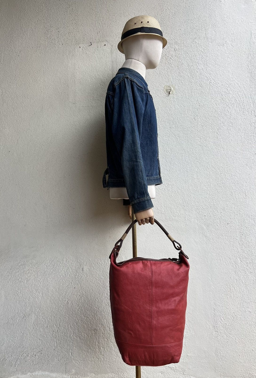 Leather Vintage CREAM Japan Fade Patina Leather Bag Japan Size ONE SIZE - 3 Thumbnail