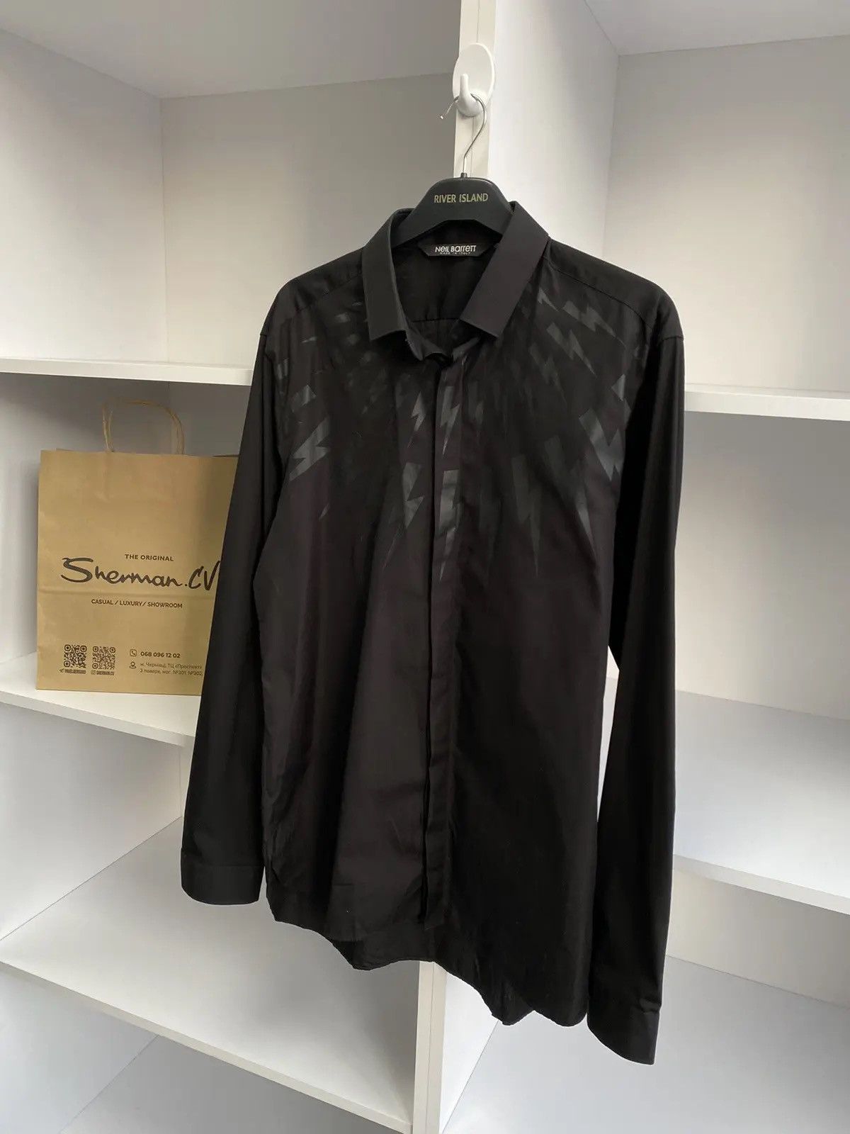 Designer × Neil Barrett × Vintage Vintage Neil Barrett Embroidered Fair Isle Thunderbolt Shirt Size US L / EU 52-54 / 3 - 3 Thumbnail