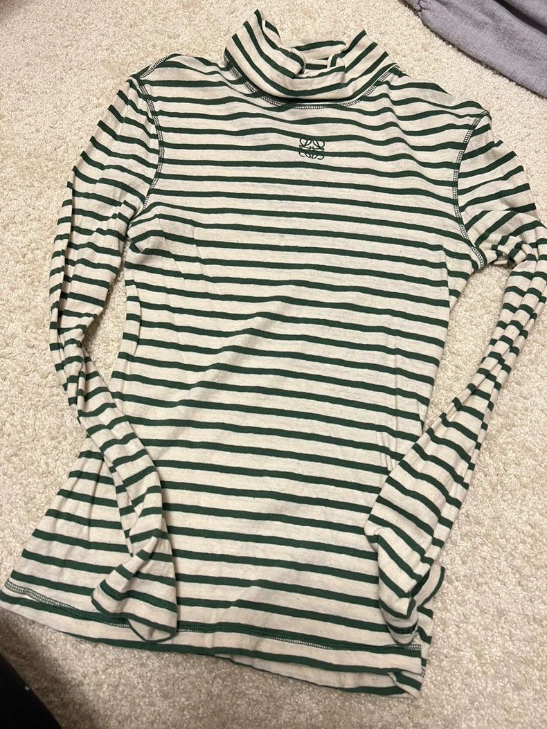 LOEWE Green stripe logo small high collar cotton undergarm