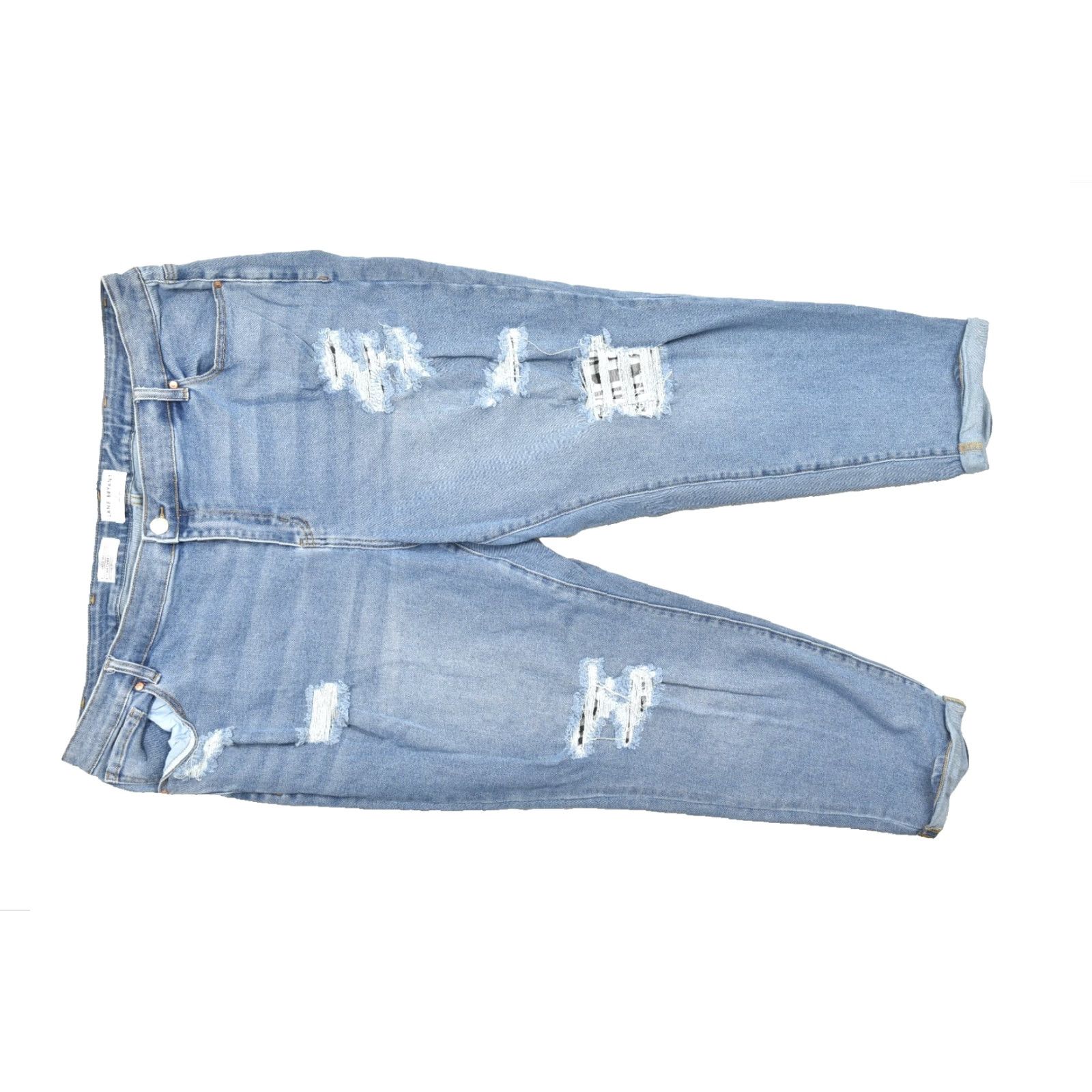 Vintage Lane Bryant Jeans Size 22 Signature Fit Mid-Rise Boyfriend Distressed Light Wash Denim Blue 5-Pocket Distressed Regular Plus Women Mens Size 40" / US 18 - 2 Thumbnail