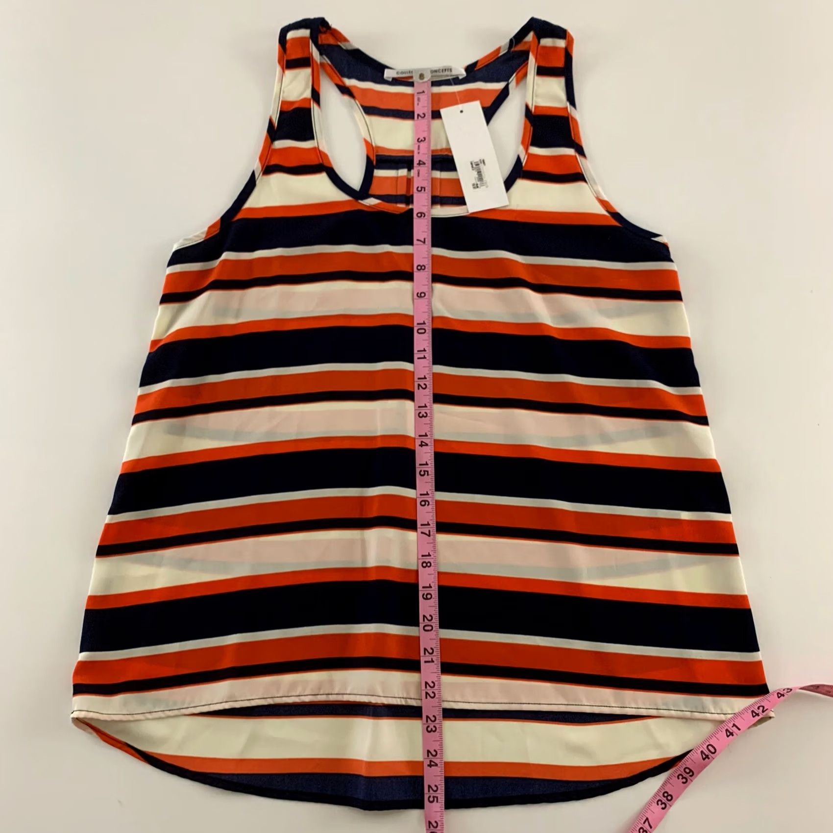 Vintage COLLECTIVE CONCEPTS Striped Sleeveless Top Women's L Tank Blue Ivory Orange Cream Sleeveless Shirt - Mens? Women? Size L / US 10 / IT 46 - 6 Thumbnail