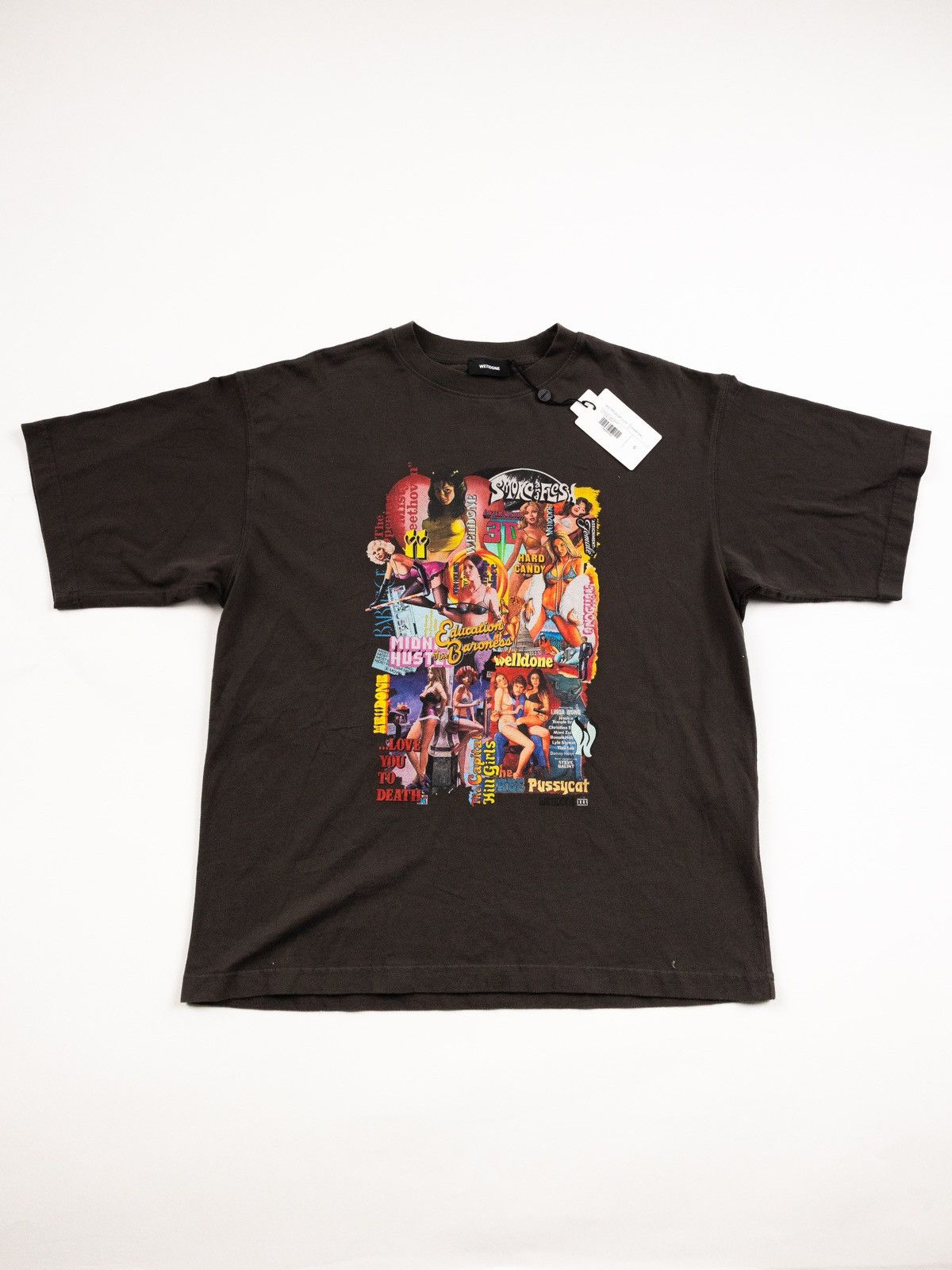 image of We11Done Movie Collage Tee in Grey, Men's (Size Small)