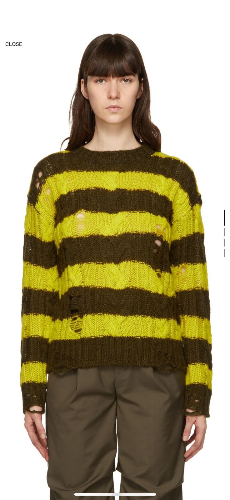 Andersson Bell Andersson Bell Brown & Green Destroyed Cable Sweater Size S / US 4 / IT 40 - 1 Thumbnail