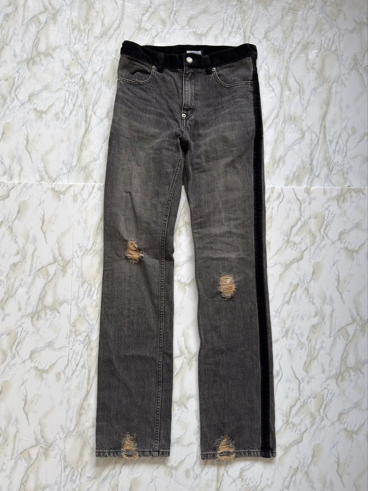 Undercover Undercover AW02 Velour Strip Denim Size US 29 - 1 Thumbnail