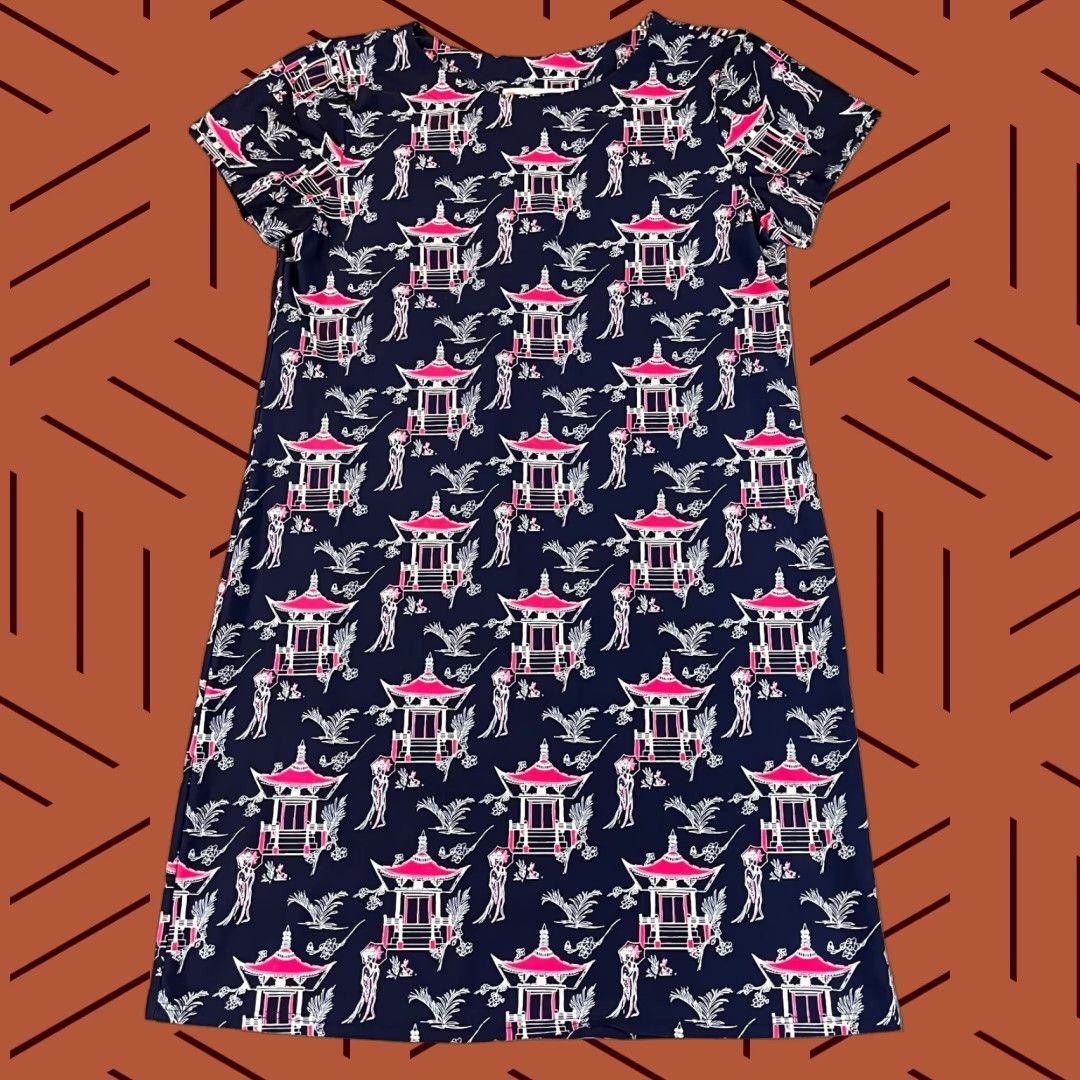 Vintage JUDE CONNALLY Top Women XS Ella Pagoda Toile Navy Asian 32" Micro Dress Crewneck Size XS / US 0-2 / IT 36-38 - 1 Thumbnail
