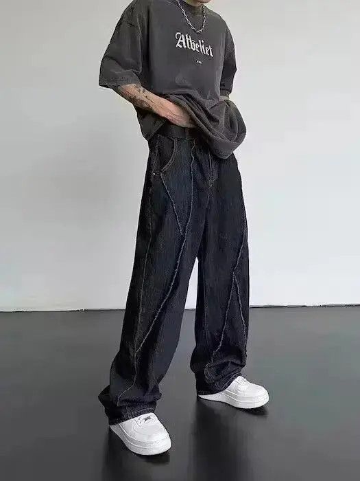 Japanese Brand Hip Hop Distressed Pants Ripped Patchwork Denim Trousers Size US 32 / EU 48 - 1 Thumbnail