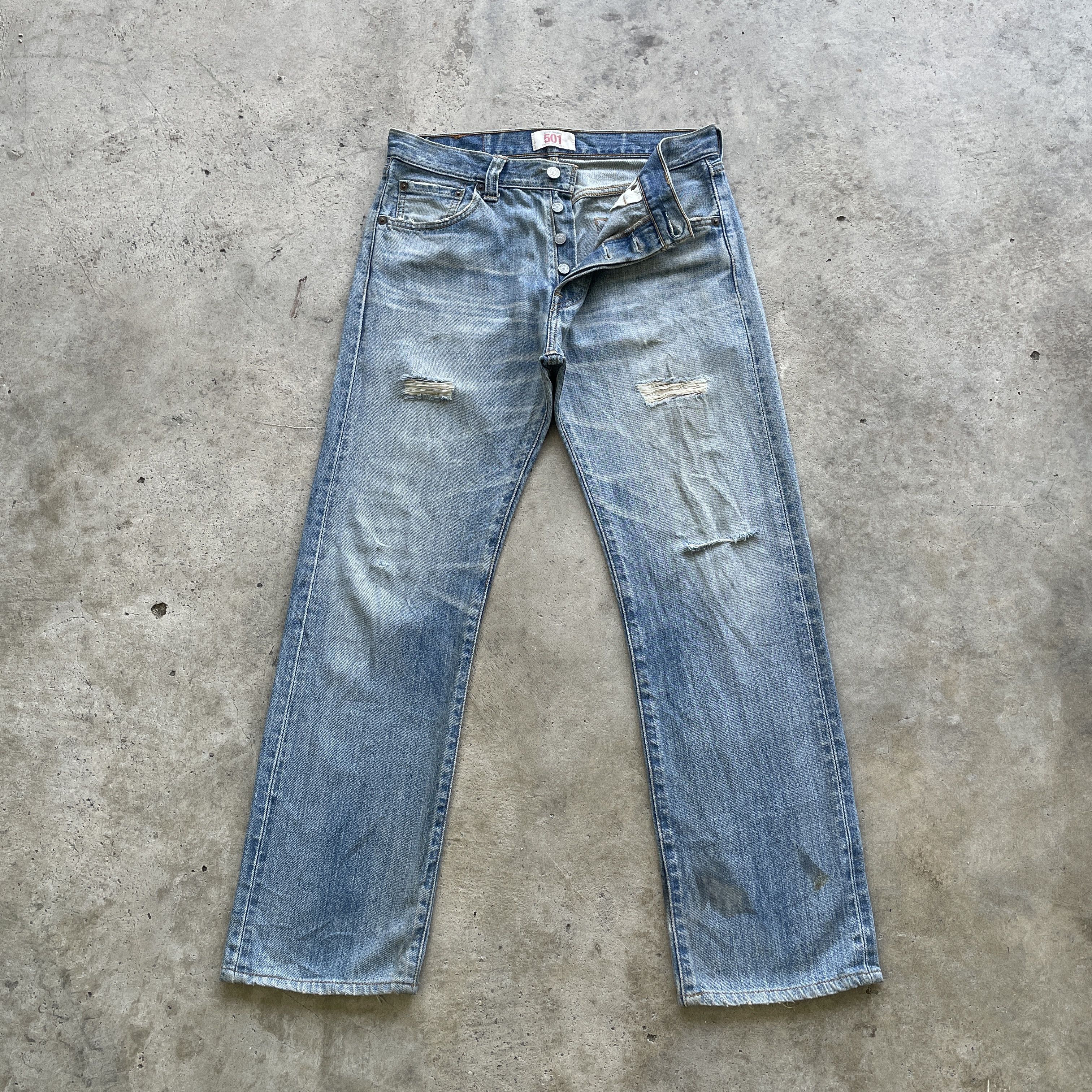 Levi's VINTAGE LEVI’S 501 JEANS DISTRESSED FADED DENIM PANTS W31 Size US 31 - 2 Thumbnail