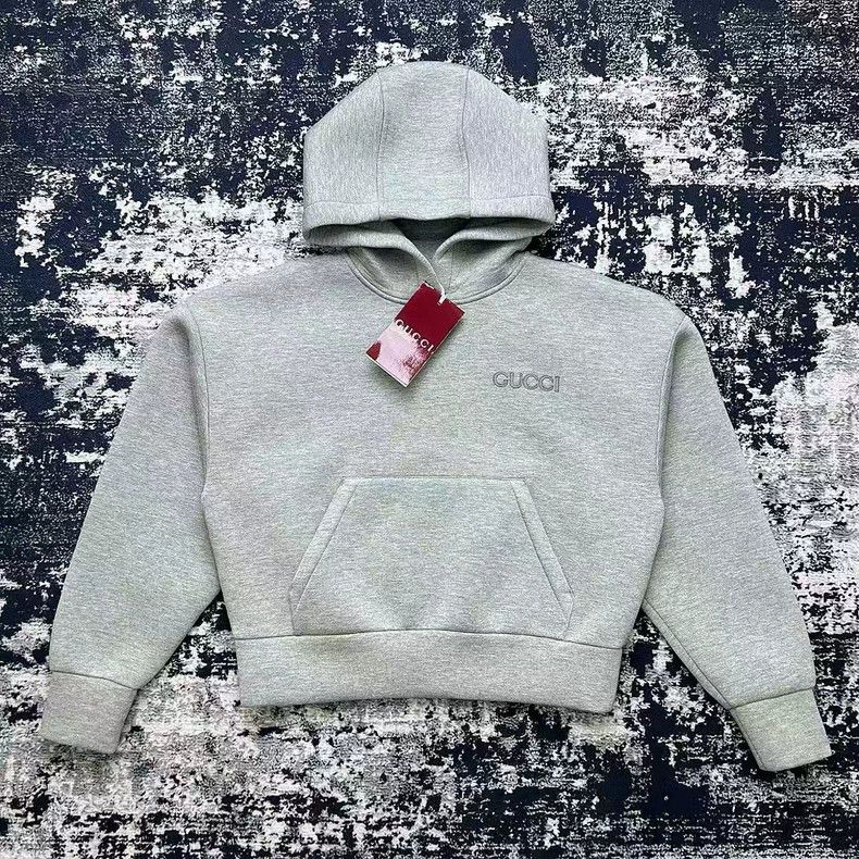 Gucci Gray Logo Embroidered Hoodie Sweatshirt - dmc