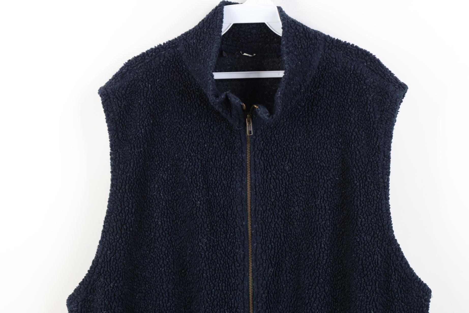 Vintage Vintage 90s Streetwear Fleece Full Zip Vest Jacket Navy Blue Size US XL / EU 56 / 4 - 2 Thumbnail