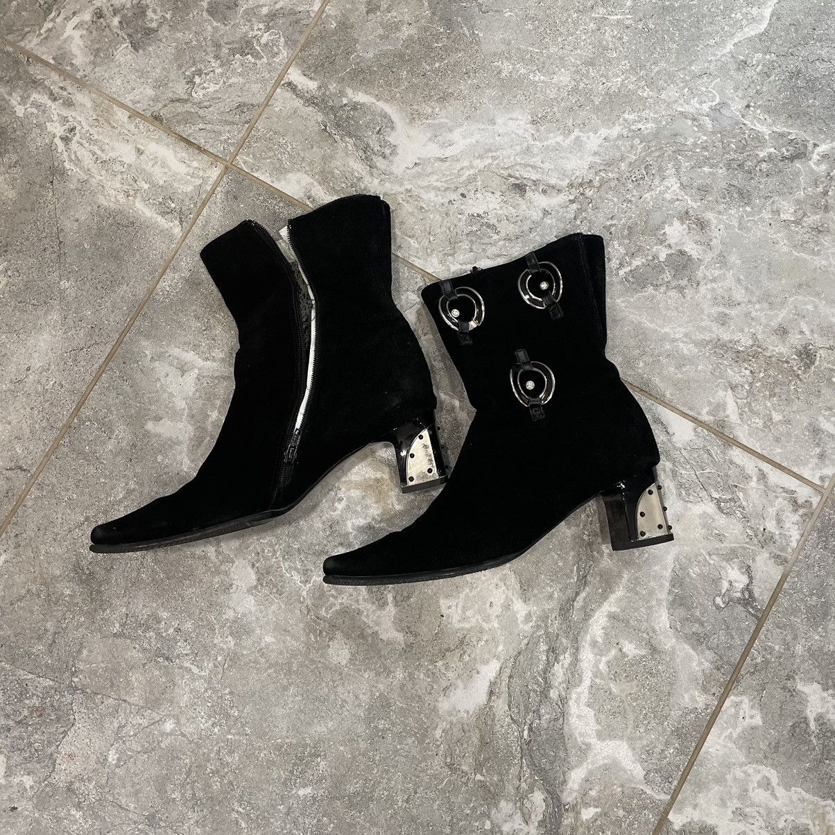 Japanese Brand 41 Boots heels Vintage Opium rock goth silver shoes mettalic Size US 11 / IT 41 - 1 Thumbnail