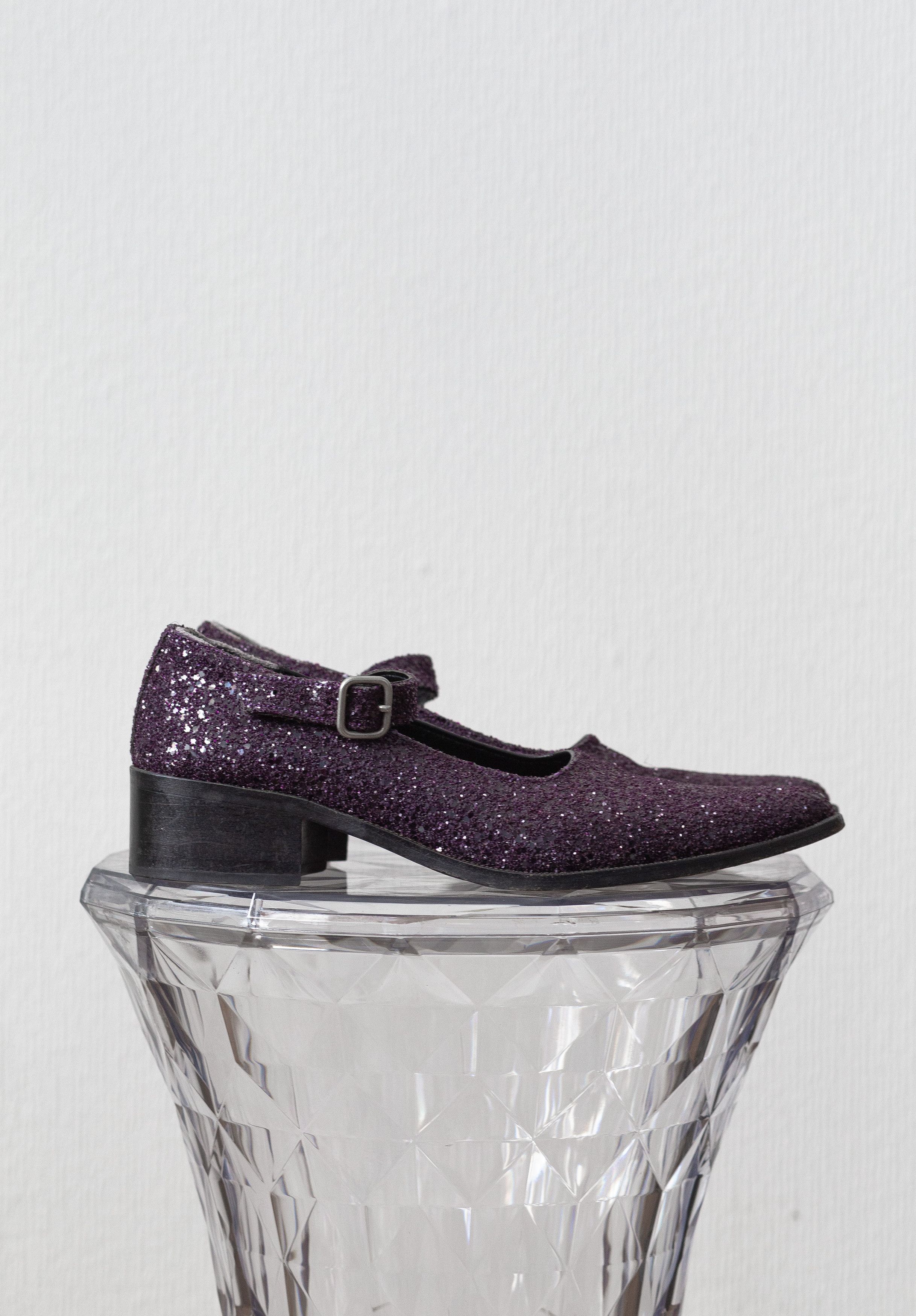 glitter strap shoes