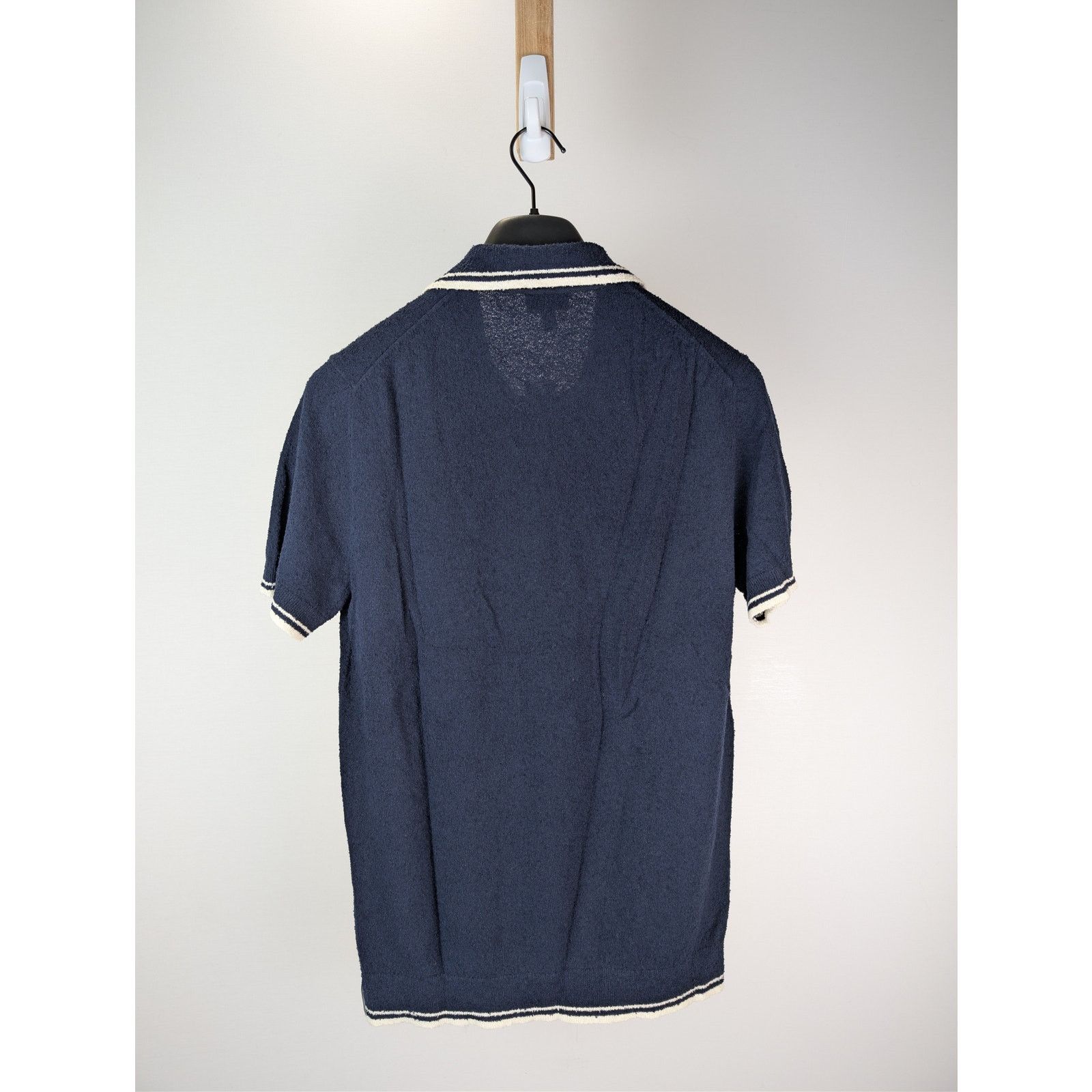 Todd Snyder o1rshd1 CC20 Tipped Boucle Montauk Knit Polo Shirt Navy Blue Size US S / EU 44-46 / 1 - 17 Thumbnail