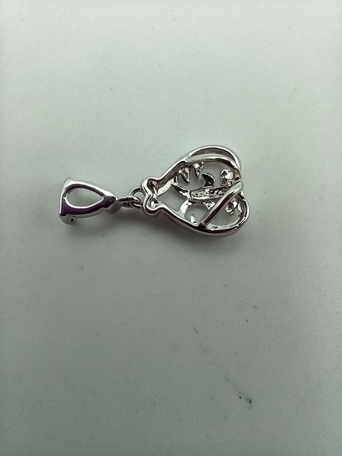 The Unbranded Brand Sterling Scroll Heart Pendant Mount Pear Shape Stone 925 Size ONE SIZE - 4 Thumbnail