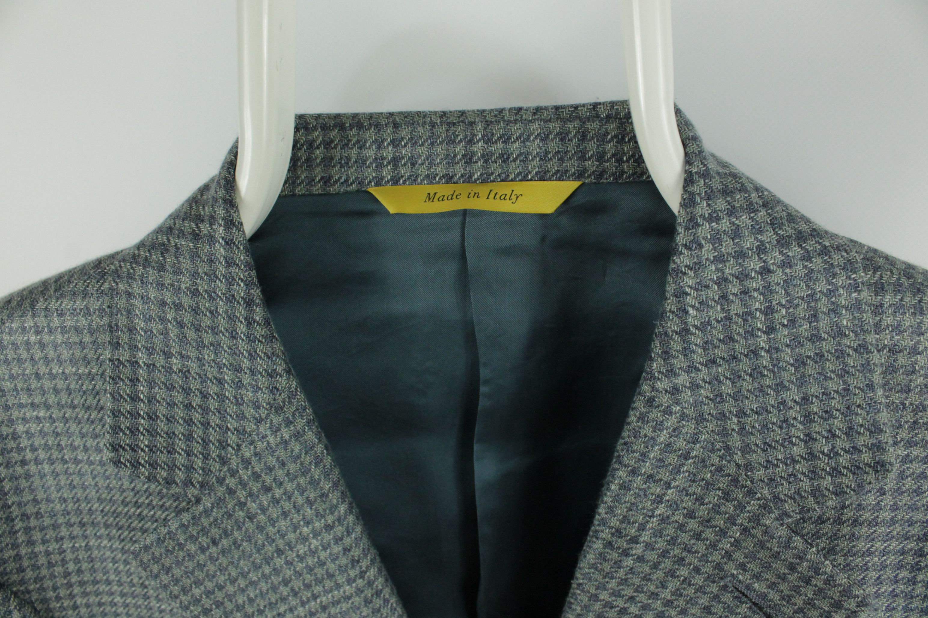 Canali Canali Kei Houndstooth Unlined Linen Silk Wool Sport Jacket Size US L / EU 52-54 / 3 - 3 Thumbnail