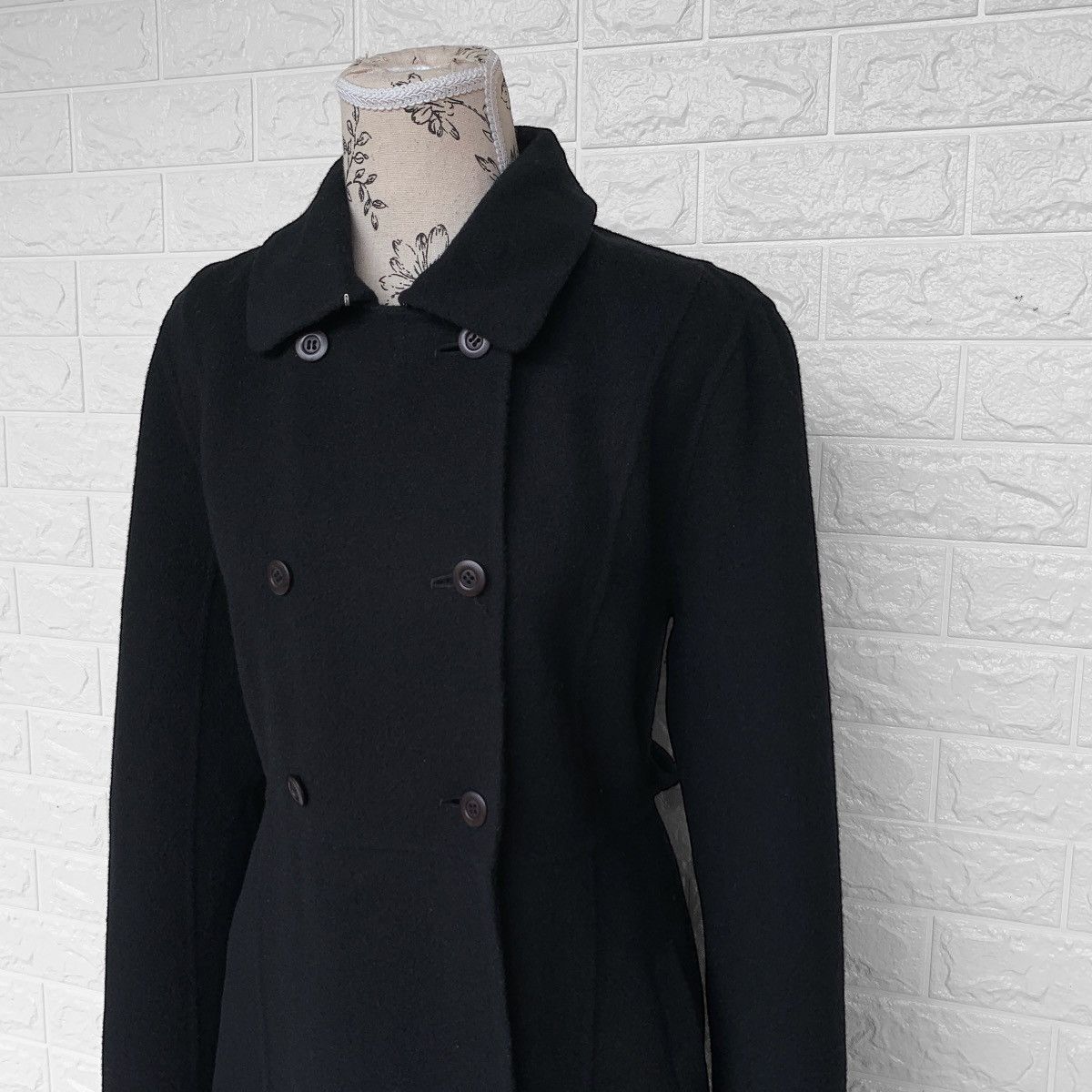 Tsumori Chisato ISSEY MIYAKE DOUBLE BREASTED WOOL DRESS COAT BLACK Size M / US 6-8 / IT 42-44 - 9 Thumbnail