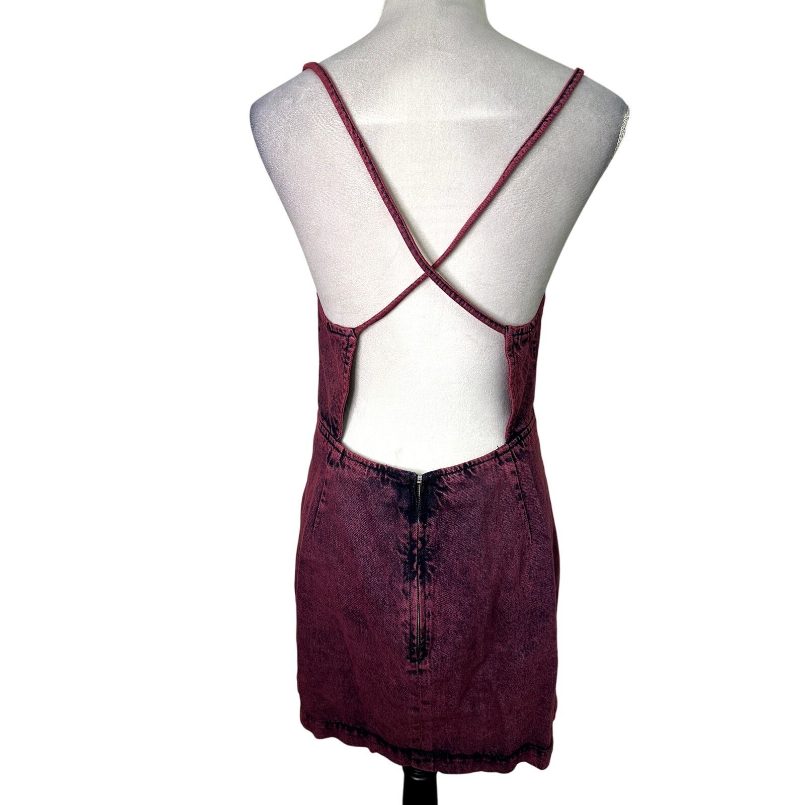 Topshop Topshop Mini Denim Dress Over Dye Square Neckline Pink W 8 Size M / US 6-8 / IT 42-44 - 5 Thumbnail