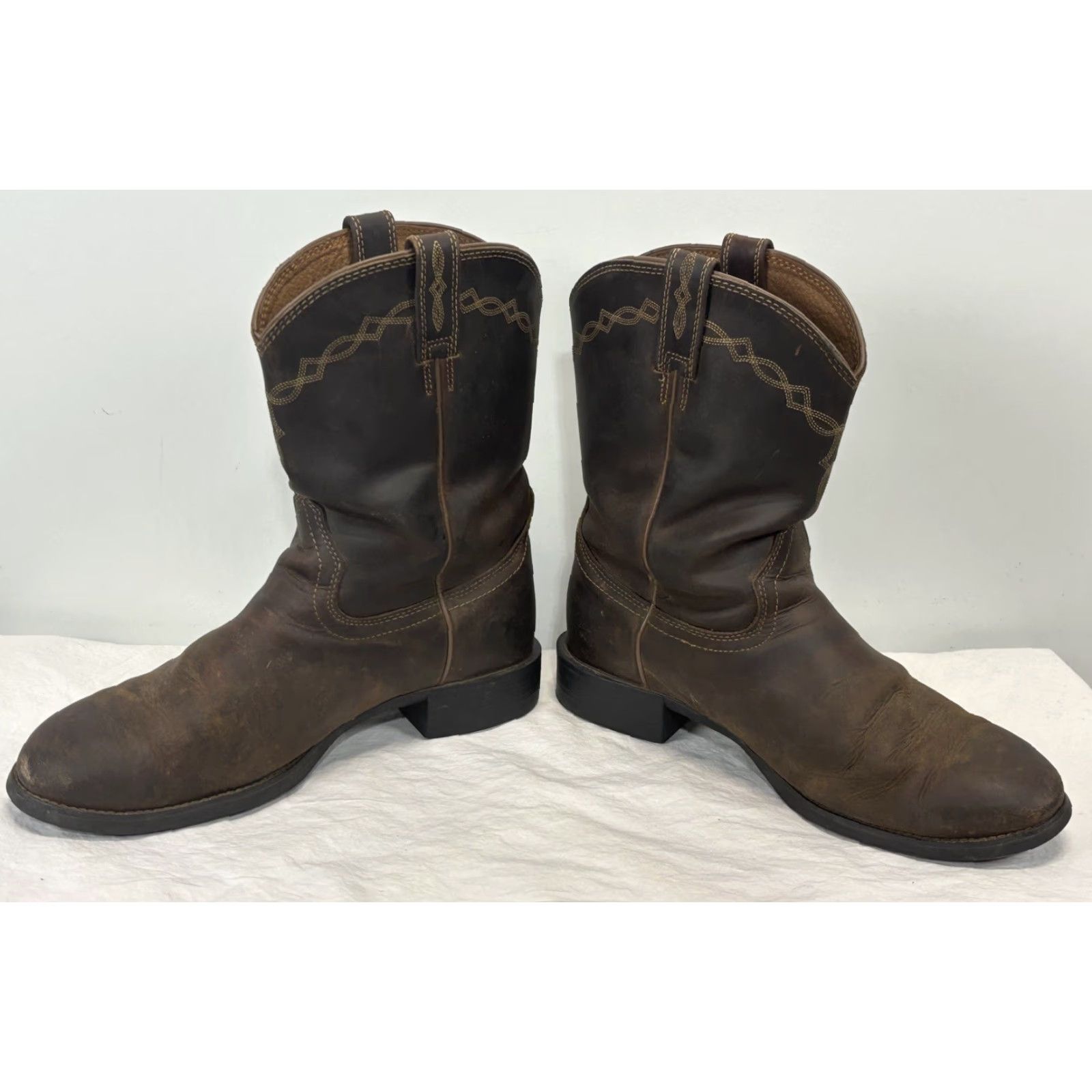 Ariat Ariat Men’s Heritage Roper DistressedLeather Brown Cowboy Western Boots EE 11 Size Leather Upper Mid-Calf Cowboy Theme Mens Shoes Boots Size US 11 / EU 44 - 3 Thumbnail