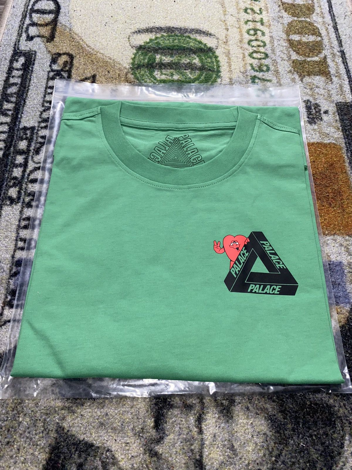 image of Palace Tri-Hearts T-Shirt in Green, Men's (Size 2XL)