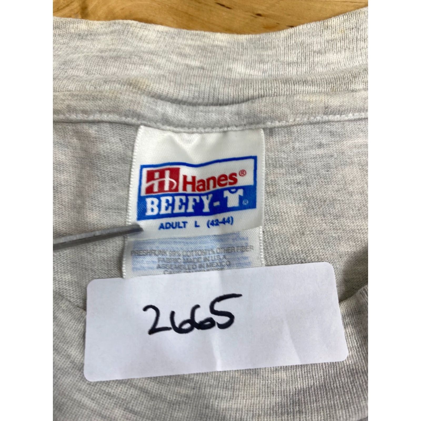 Hanes VINTAGE Hanes T-Shirt Gray Short Sleeve Crew Neck 90s Bushel Baskets Buzz-N-Boys Single Stitch L Mens Size US L / EU 52-54 / 3 - 4 Thumbnail