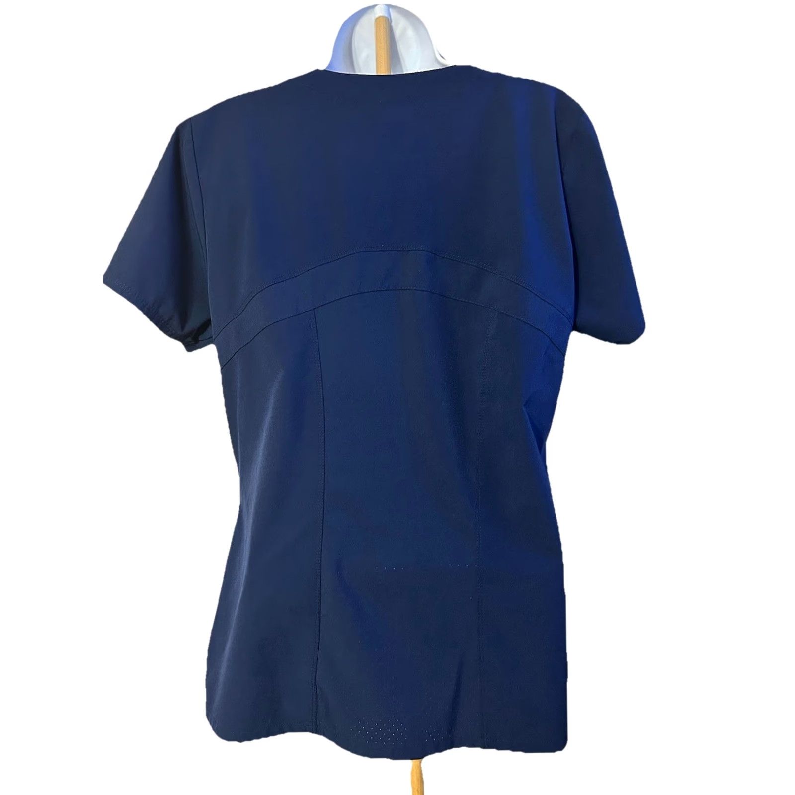 Vintage Barco One Scrub Top Women Medium Navy Blue Short Sleeve V Neck Pockets Nurse Med Size M / US 6-8 / IT 42-44 - 4 Thumbnail