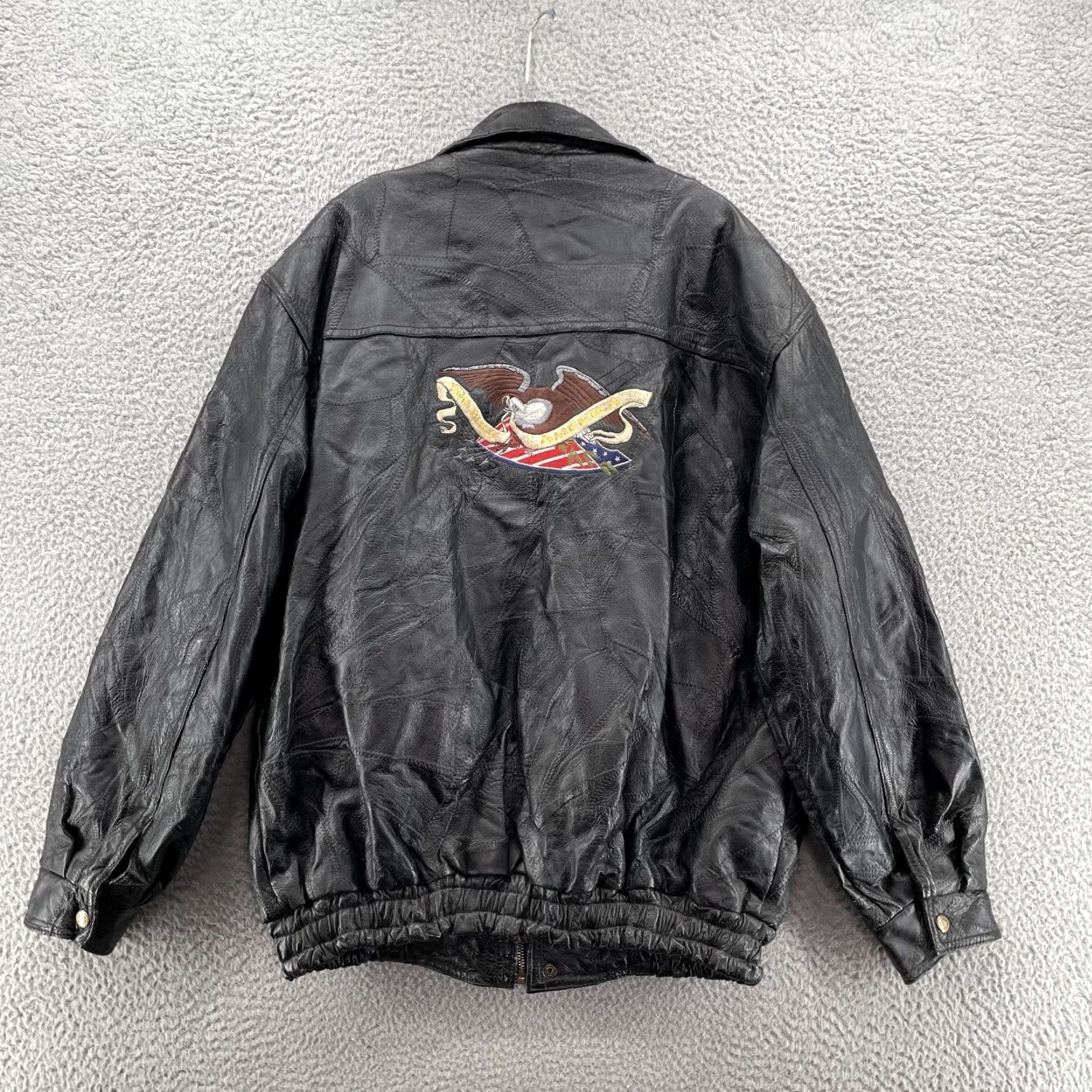 Vintage VTG Bomber Jacket Men's 2XL Black Leather Moto Biker Rocker Workwear VTG Bomber Jacket Leather Jacket 2XL Black Mens 90s Style Size US XXL / EU 58 / 5 - 4 Thumbnail