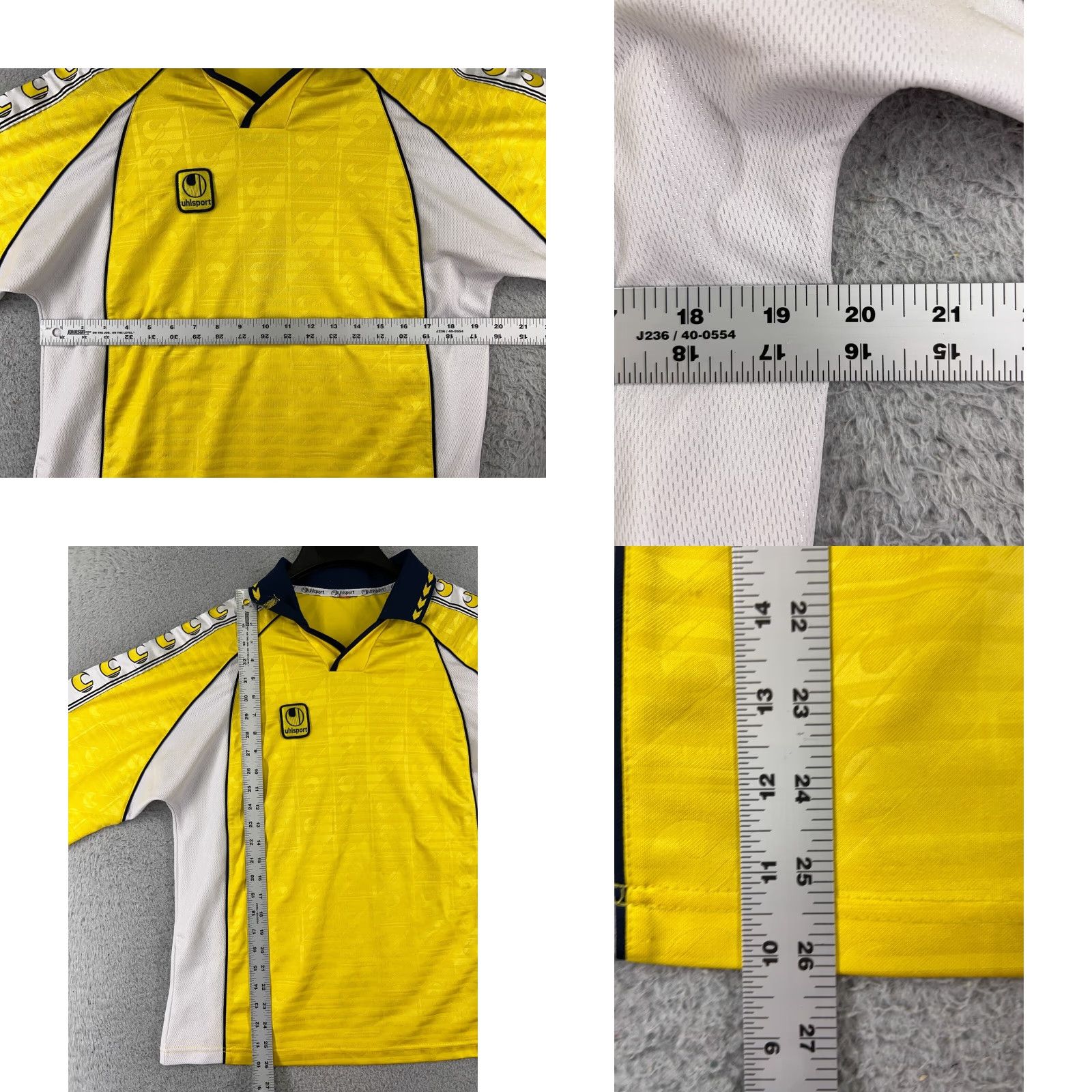 Vintage Uhlsport Jersey Mens Medium Yellow White Collar Soccer Futbol Polyester Shirt Mens M Yellow Logo Outdoor Football Soccer Size US M / EU 48-50 / 2 - 8 Thumbnail