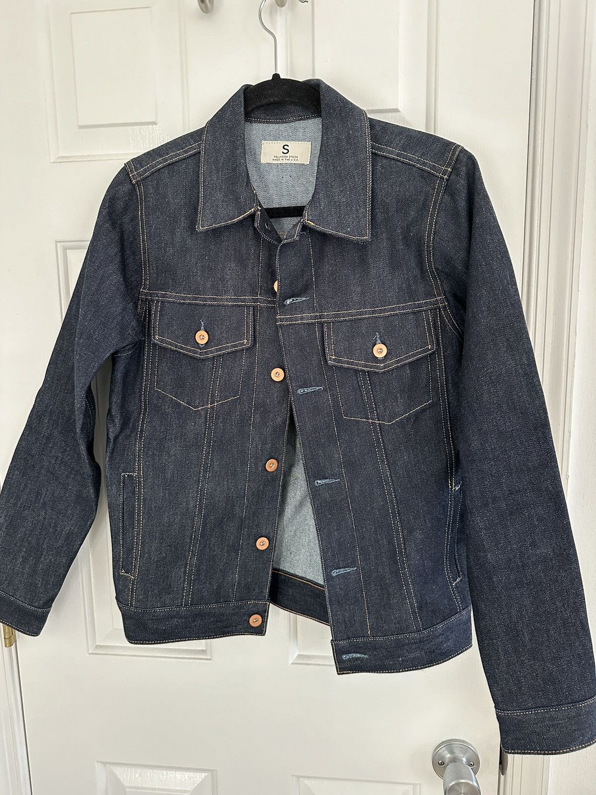 image of Tellason Stock 14 Oz. Denim Jacket in Navy, Men's (Size Small)