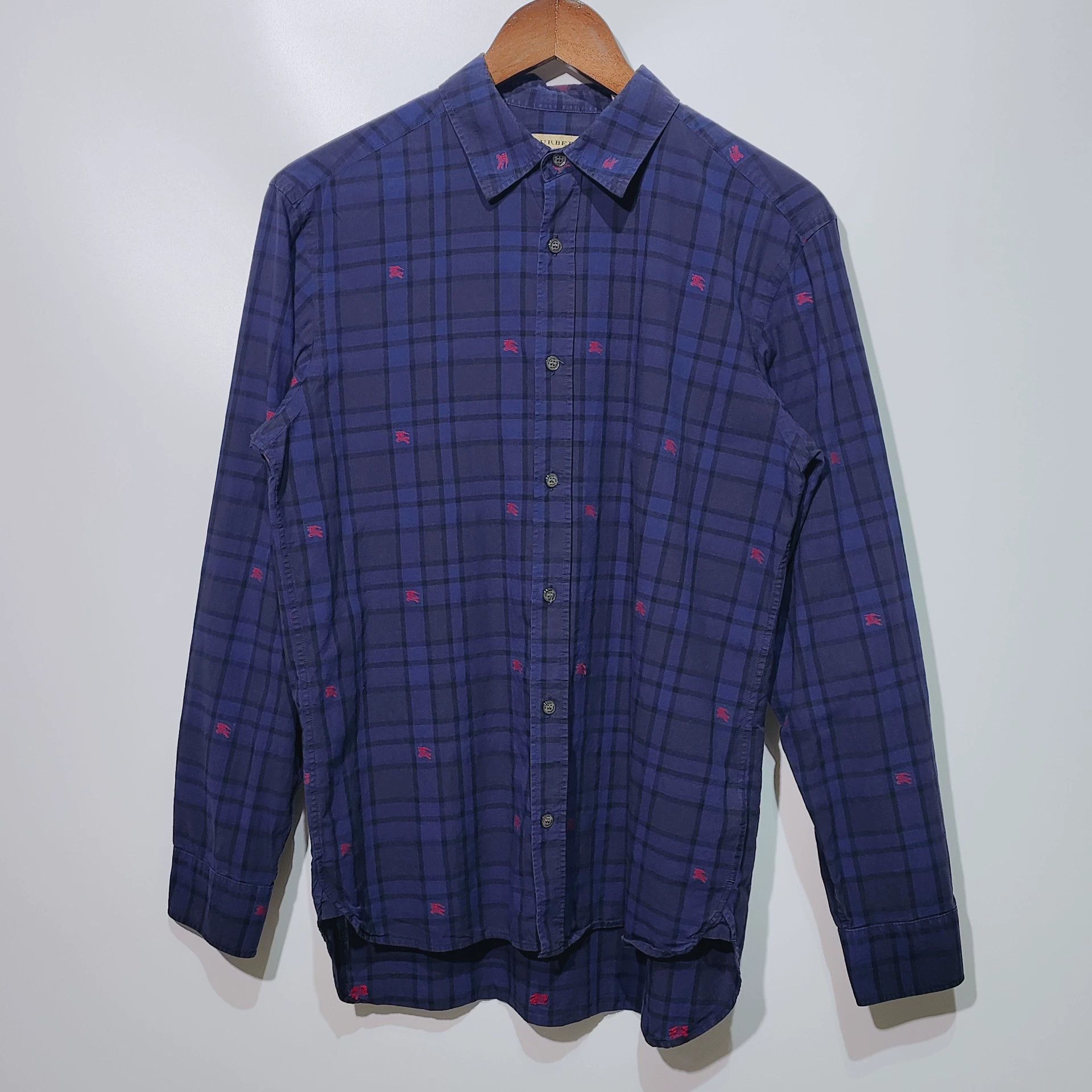 Burberry Blue Check Embroidered Shirt - dmc